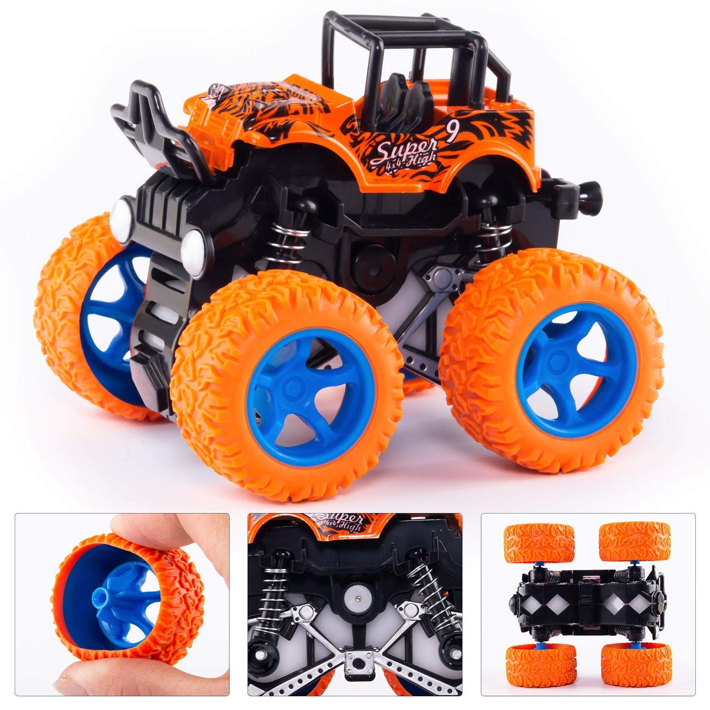 Lonandy Monster Truck Toys for Boys - Push and Go Inertia Stunt Car Toys for Toddlers Kids Age 3-8, Friction Powered Toy Cars Best Christmas Birthday Party Gift for Boys Girls 4 Pack