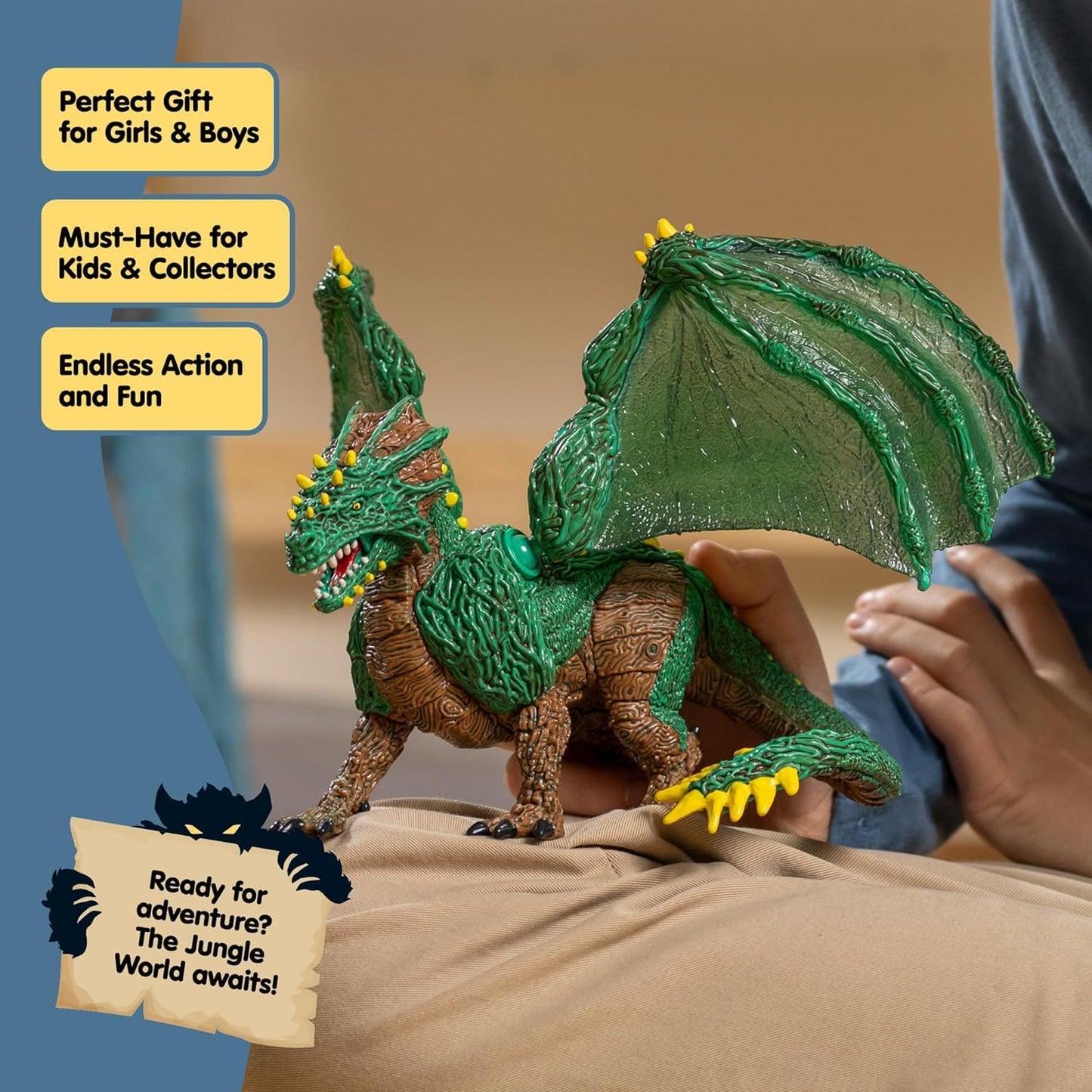 Schleich Eldrador Creatures - 11" Jungle Dragon Toy - Movable Wing Action Figure for Boys and Girls - Mythical Creature Figures - Fantasy Beast Figurine - Monster Dragon Toys - Kids Ages 7+ | 70791