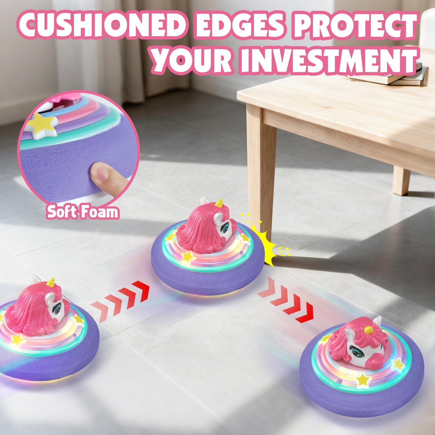 Hover Soccer Ball for Kids, Unicorn Toys for Girls with Light & Music, Indoor Games Birthday for Girls Age 4 5 6 7 8 9 10 11 12 Year Old, Kids Football Sport Toys