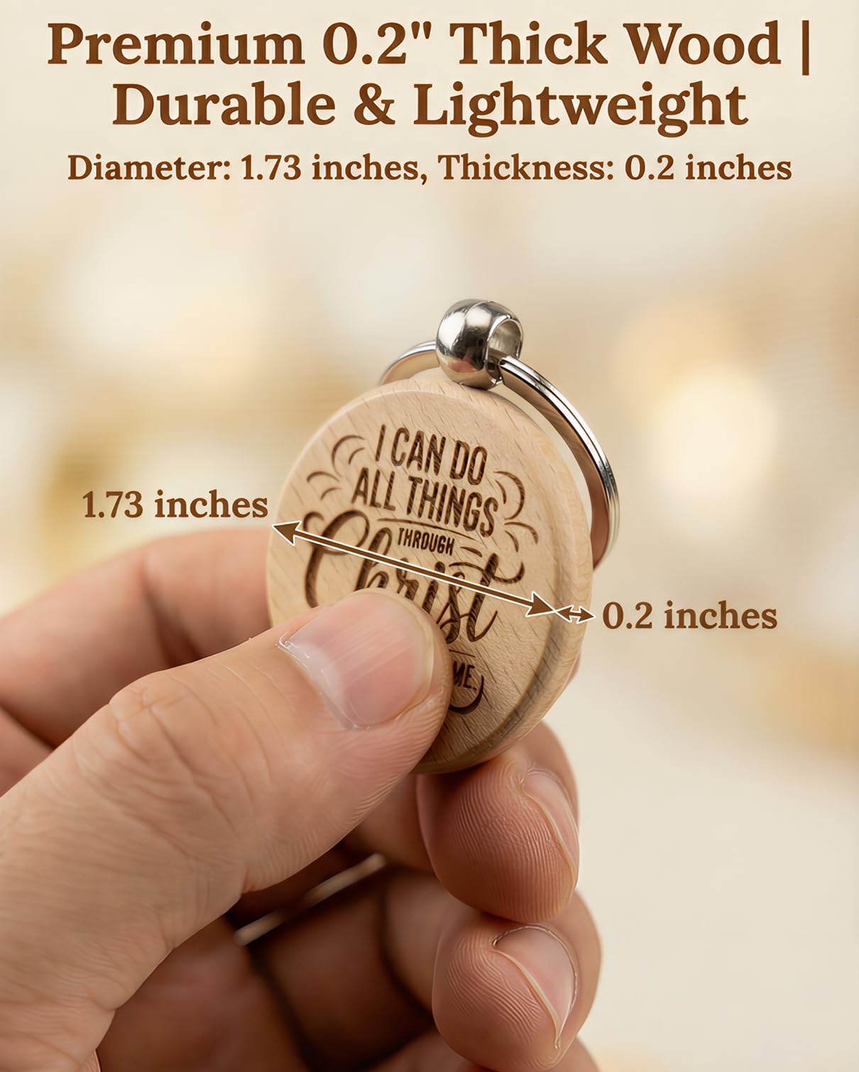 AWEZO 100 Pcs Christian Keychains Bulk, Wooden Bible Verse Key Rings for Church Favors, Baptism, Communion, Religious Gifts