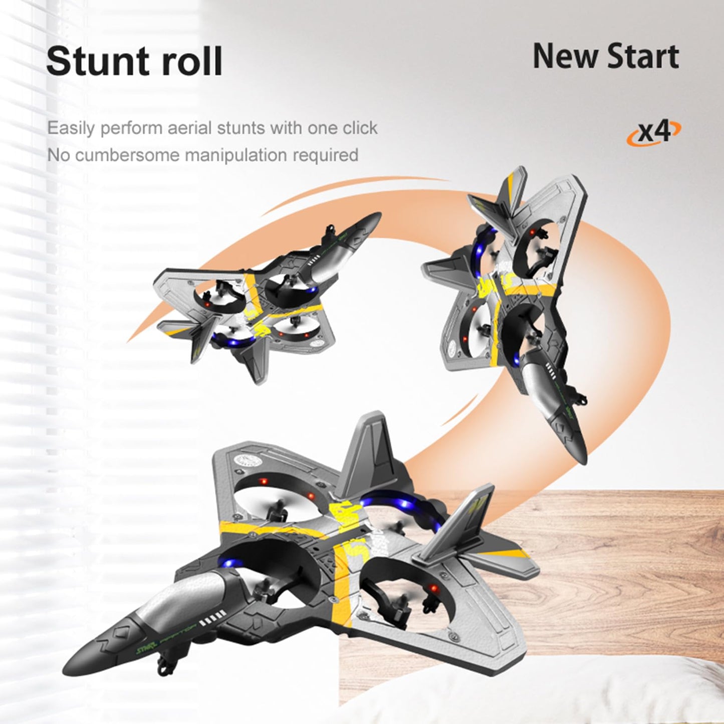 V17 Remote Control Airplane Foam RC Planes for Kids Adults 8-16, RC Fighter Jet Airplane with Light, 2 Batteries, 360° Flip Fighter Jet Toy, Stunt Roll, Gifts for Adult Boys (Blue with 2Batteries)