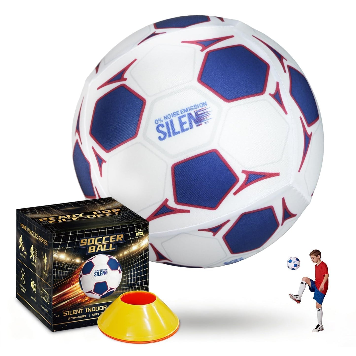HASTRIDE Silent Soccer Ball Size 5 - Soft Foam Soccer Ball for Indoor Training, Airless Indoor House Ball for Kids and Adults, Soft Durable Foam Design, Gift for Soccer Fans Boys 8-12 Girls