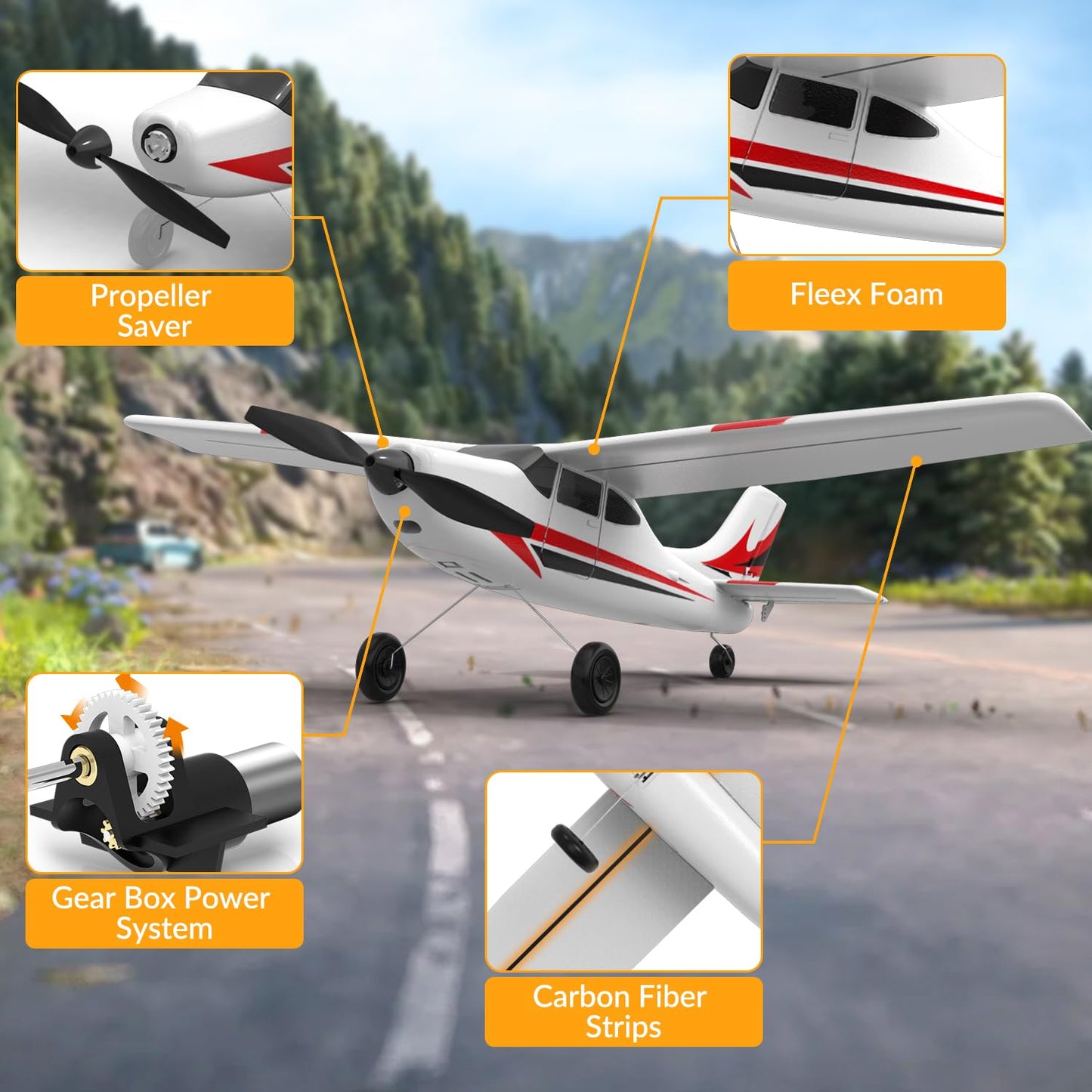volantexrc RC Plane Trainer 3CH Remote Control Airplane with Prop Saver, 6-Axis Gyro Stabilizer & 3 Modes to Fly, Hobby Radio Controlled Aircraft RTF for Beginners & Adults (400mm,Red)
