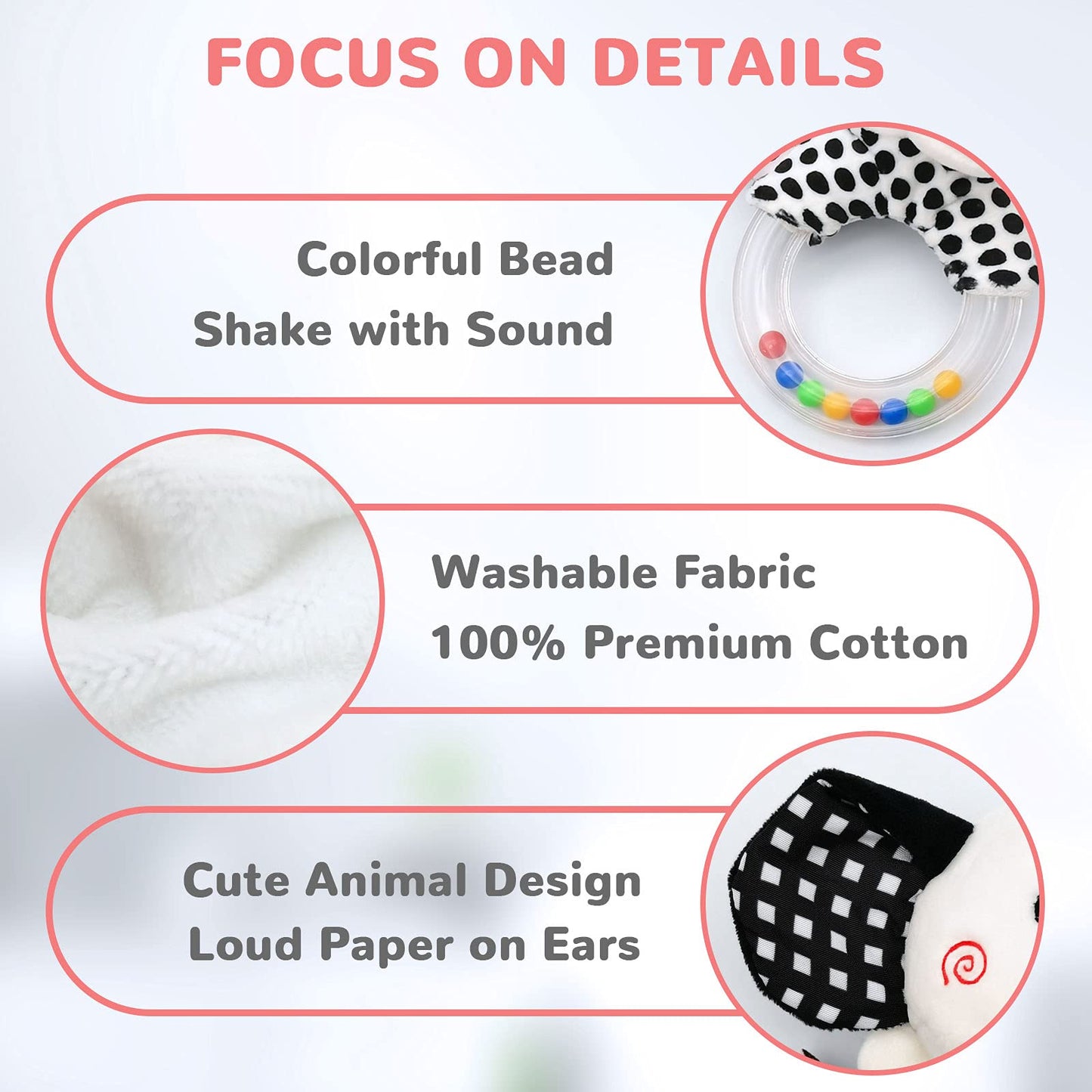 Baby Rattles 0-6 Months Newborn Toys Infant Toys 0-6 Months Rattles for Babies 0-6 Months Baby Toys 0-6 Months, Black and White High Contrast Baby Toys for Newborn 0 3 6 9 12 Months Girls Boys