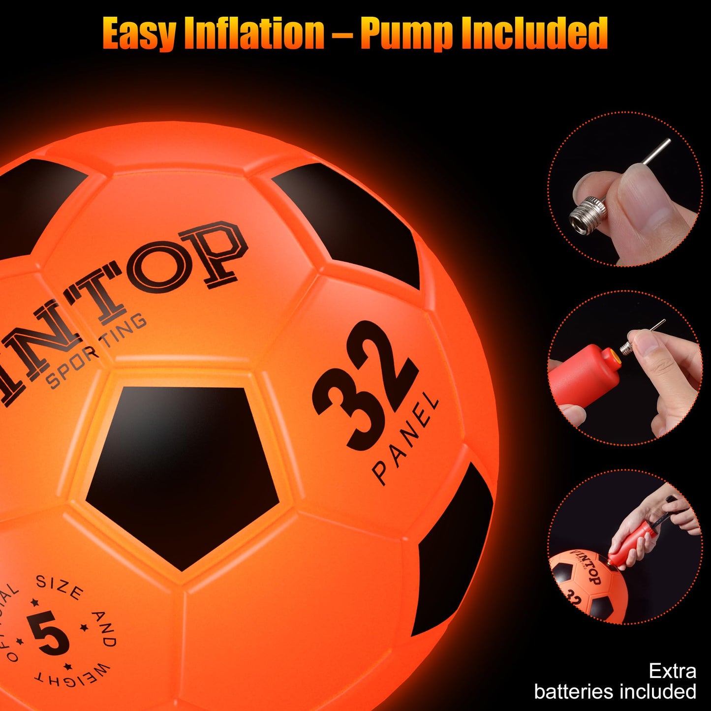 HIEMAO Glow in The Dark Soccer Ball for Kids Boys Ages 8-12 15, Light Up LED Soccer Ball Toys with Pump for Indoor/Outdoor, Fun Gift for Teens Christmas Birthday, Size 5 Night Sports Gear Games
