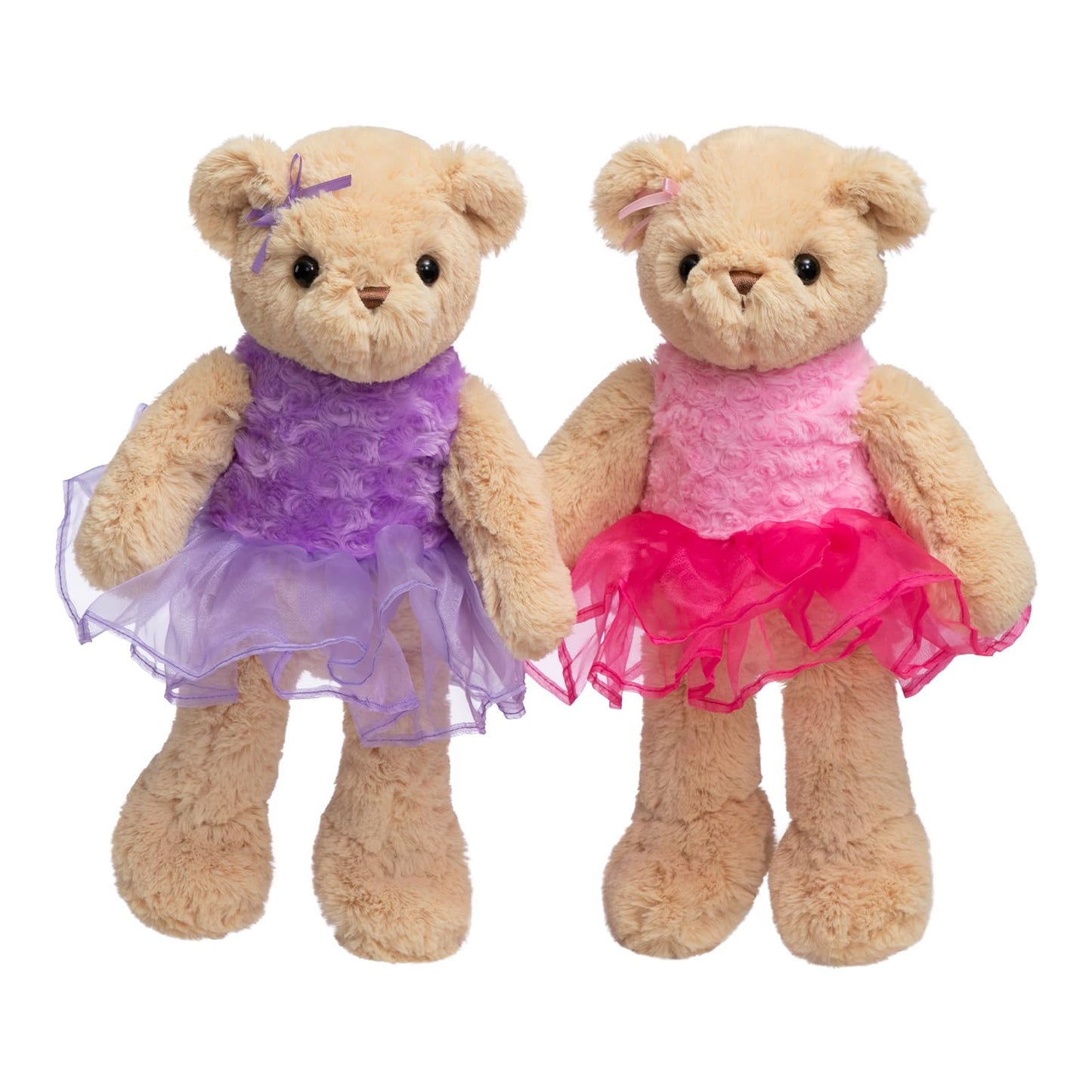WENMOTDY Ballerina Teddy Bear Stuffed Animal Cute Plush Bear in Tutu Skirt Birthday Dance Recital Gifts for Girls Kids 21’’ Pink