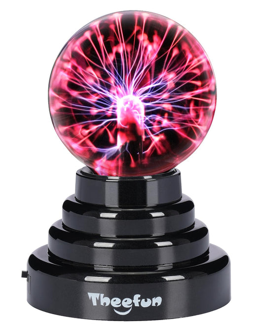 Theefun Plasma Ball, 3 Inch Plasma Lamp, Touch Sensitive Plasma Globe USB or Battery Powered Nebula Thunder Lightning, Novelty Toy for Kids, Parties, Prop, Bedroom, Home, Decoration