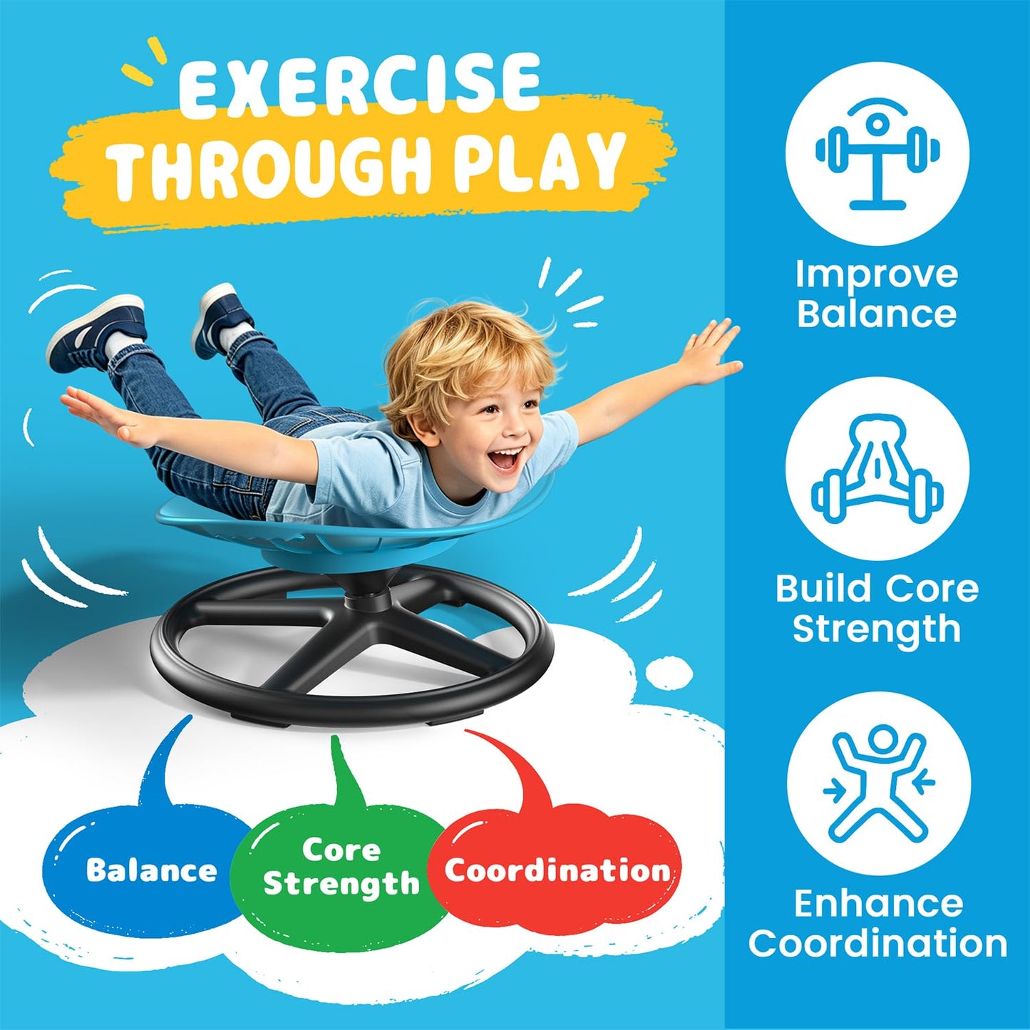 ALSPON Spinning Chair for Autistic Kids | Sensory Spinning Chair and Sit and Spin Toy | Sensory Seat for Toddlers Development