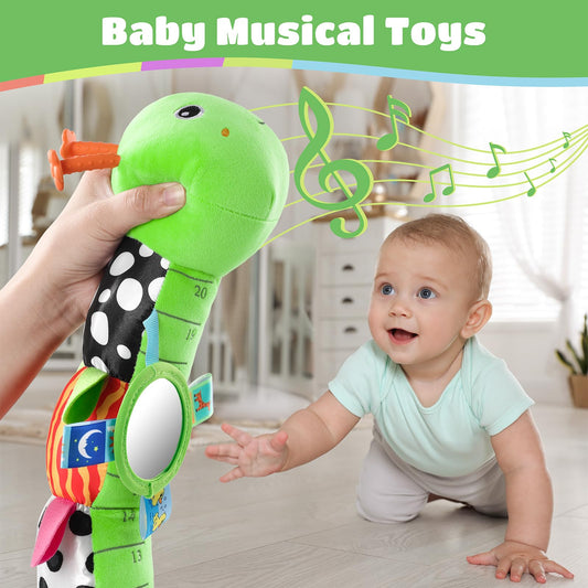 AWOTOY Baby Toys 6-12 Months Music Caterpillar Infant Toys Stuffed Animals 0-3-6 Months Tummy Time Teething Sensory Toys with Mirror Rattle&Pull String Boys Girls Birthday Gifts Easter Basket Stuffer