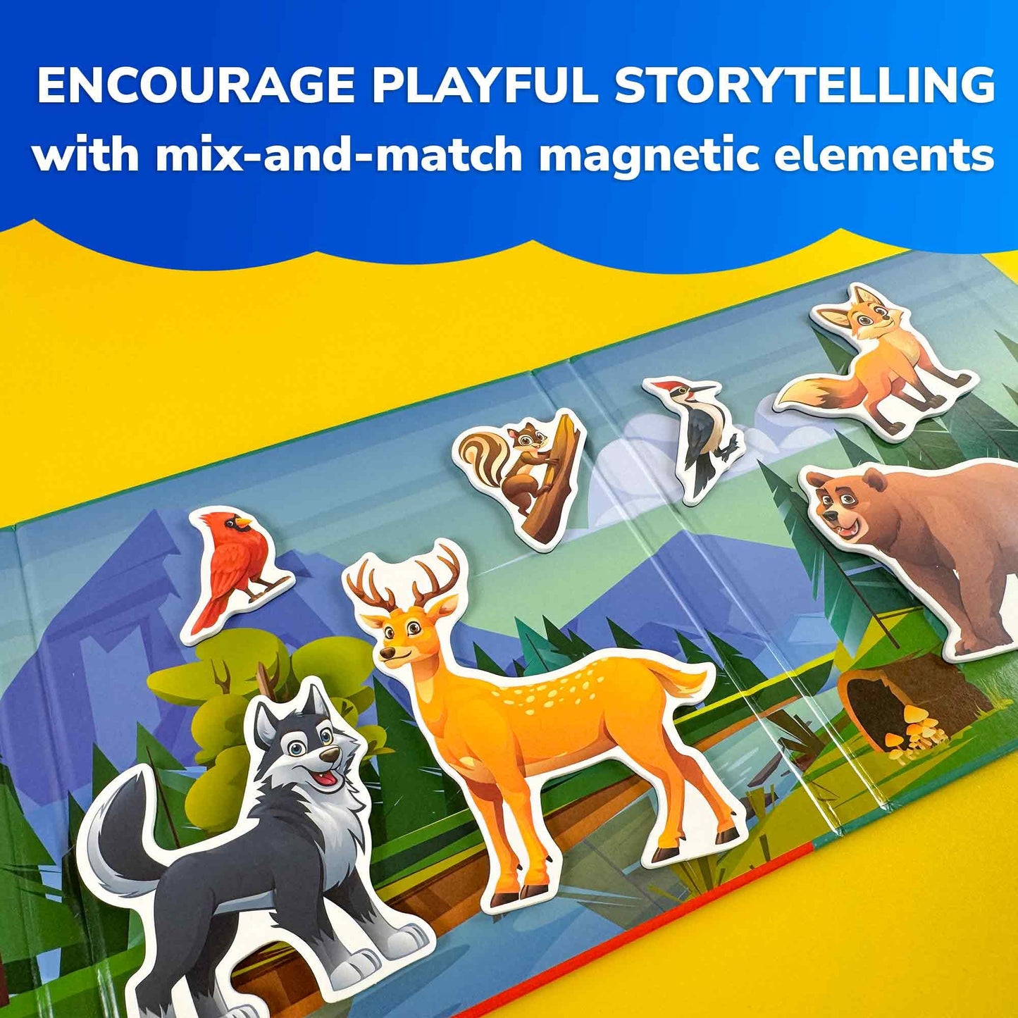 QUOKKA Travel Magnetic Puzzles for Toddlers 1-3 – 20+Pcs Forest Game with Extra-Long Play Book – Fun Travel Game Toy for Kids Ages 3-5 – Strong Magnets for Car Activities – Fun Toddler Puzzle Ages 2-4