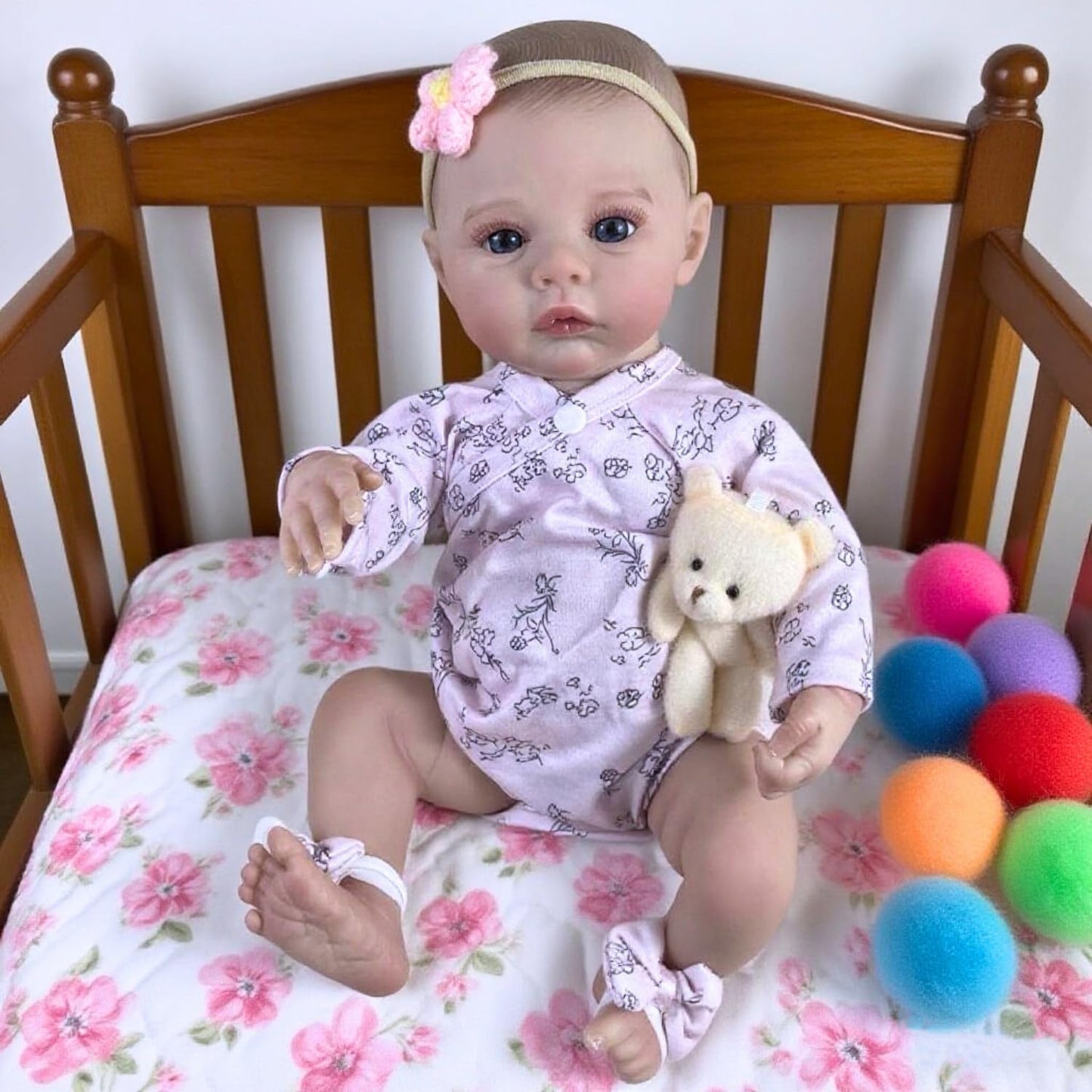 MRB Realistic Baby Dolls Girl, 18 Inch Full Vinyl Reborn Baby Doll with Posable Limbs, Lifelike Real Life Baby Dolls Newborn Washable, with Accessories for 3+ Years Old Kids