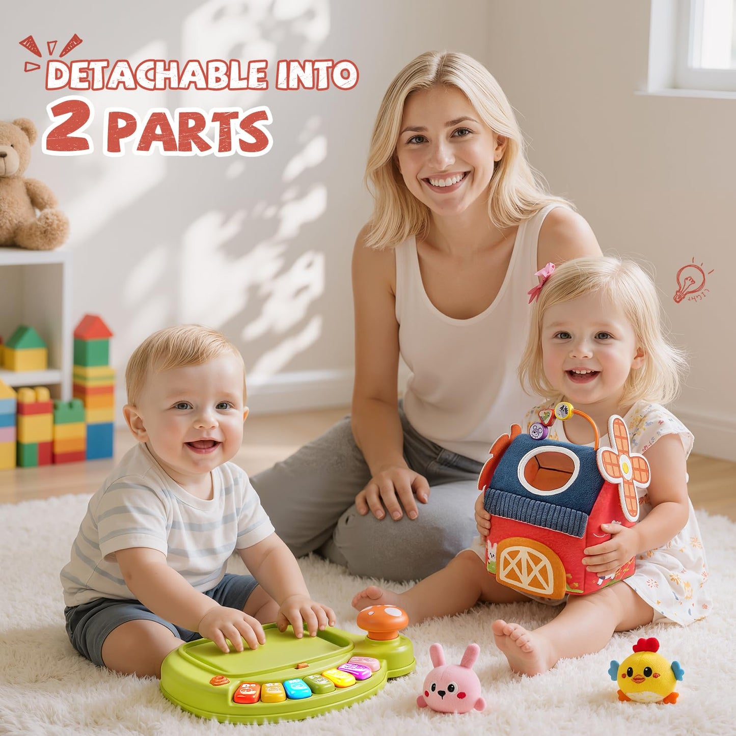 Ozega Baby Toys 6-12 Months, Musical Toys for 1 Year Old, Stuffed Farm Animals for Baby, 6 7 8 9 10 12 Month Old Baby Boy Girl Gifts, Sensory Montessori Toys for 1 Year Old