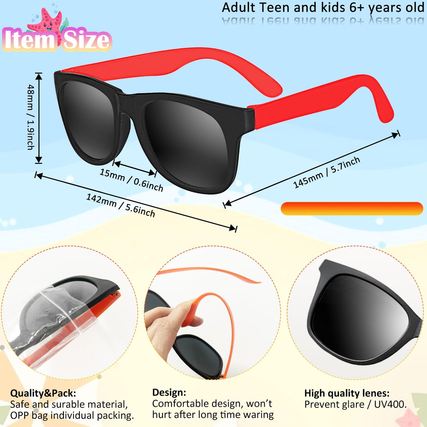 Oleitodh 72 Pcs Sunglasses Beach Balls Party Favors 12 Inch Inflatable Pool Beach Balls Bulk for Kids Adults Rainbow Pool Balls Park Backyard Summer Water Fun Birthday Parties Supplies