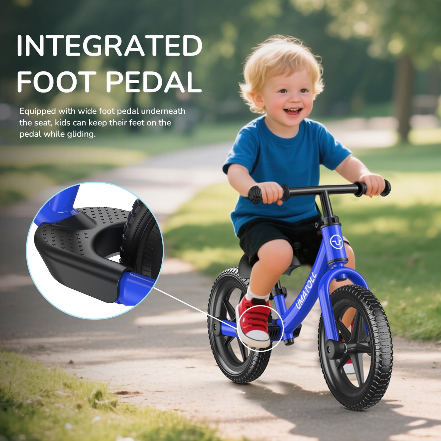 Umatoll Toddler Balance Bike 2 Year Old, Kids Bike Toy for 18 Months to 5 Years Old, Tool-Free Adjustment, Birthday Gifts for 2-3 Boys Girls, No Pedal (Blue)