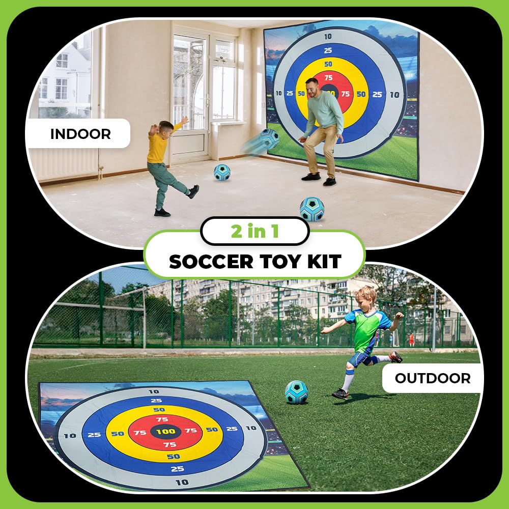 MHM's Ultimate Soccer Bullseye Indoor Outdoor Game Mat - Premium Practice Mat - Ideal Soccer Practice for Home Use (ScoreMax Soccer Bullseye)
