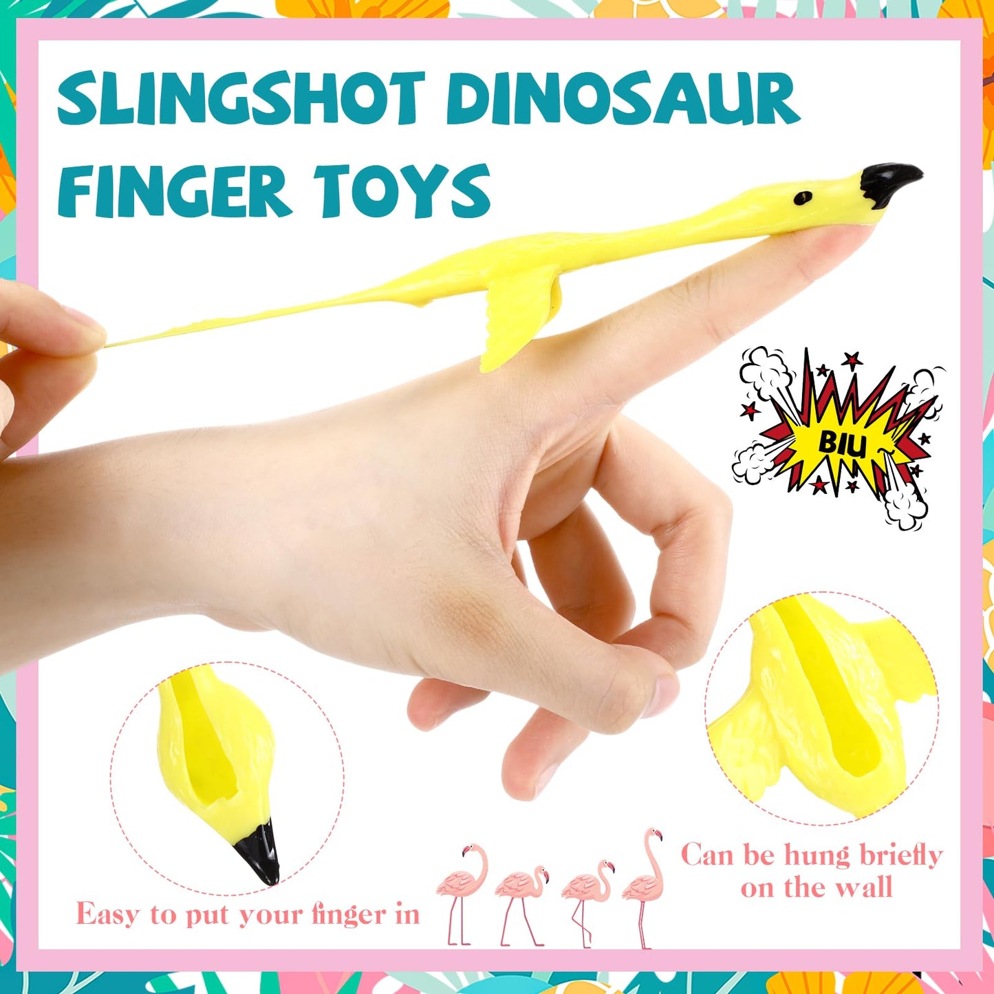 VioraWhite 100 Pcs Slingshot for Kids Flamingo Finger Toys Flying Flamingo Slingshot Rubber Stretchable Chicken Finger Flamingoes Game Party Favors Carnival Birthday Goodie Stuffers Novelty Gag Gifts