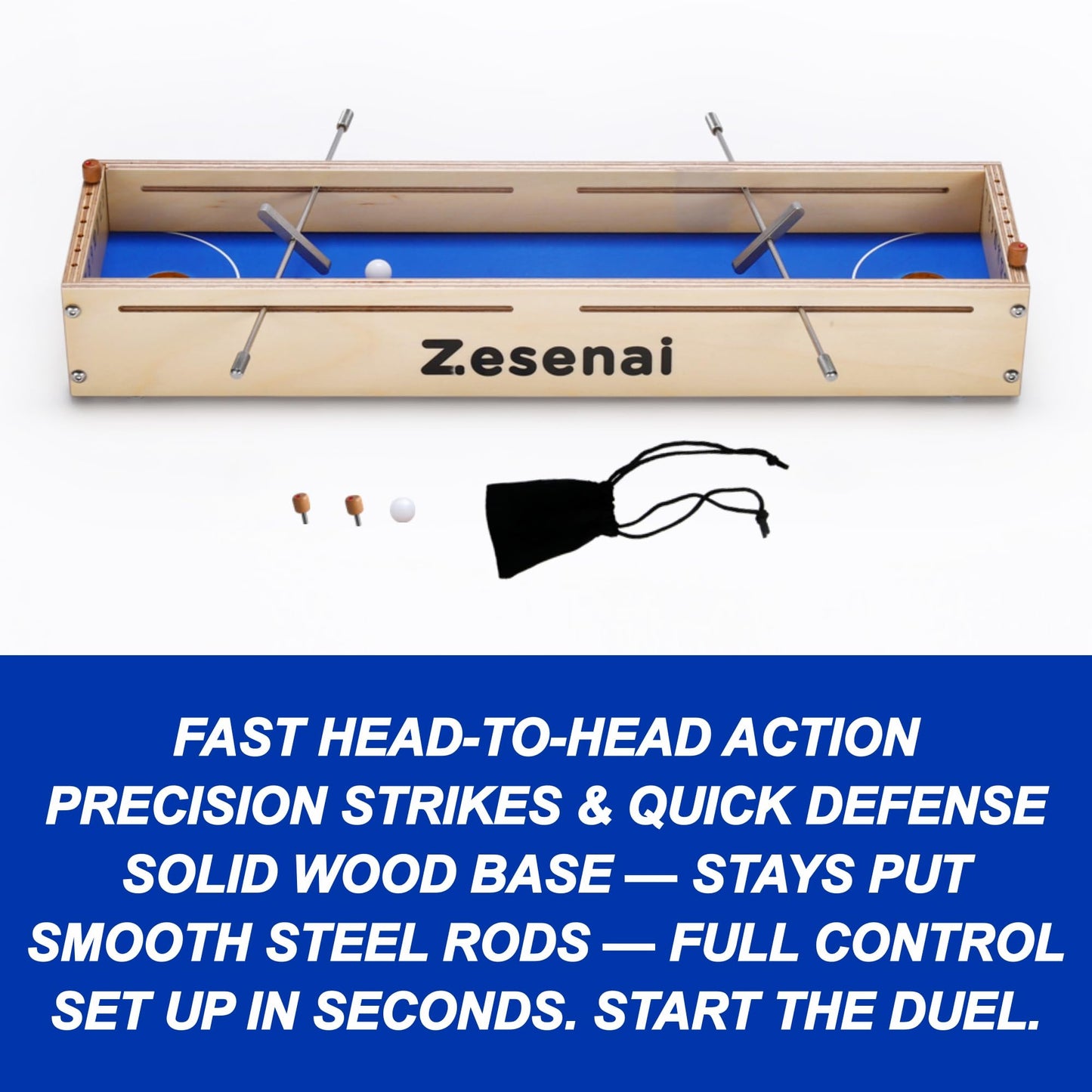Zesenai Micro Football Reflex Game – Mini Foosball & Air Hockey Tabletop Game, Fast-Action 2 Player Wooden Skill Game for Kids and Adults, Fun Family Night or Friends Party