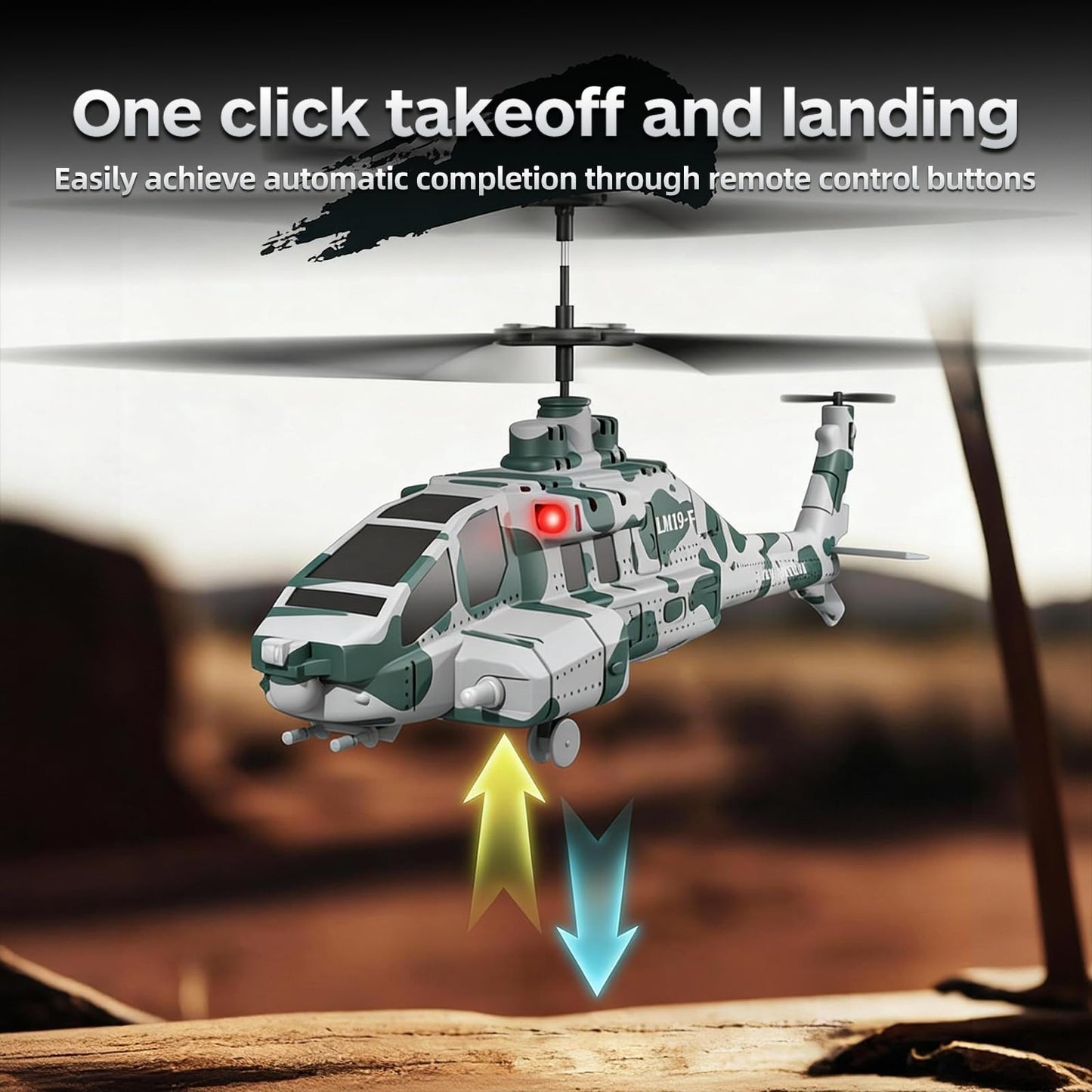OBEST Camouflage RC Helicopter, Remote Control Military Helicopter with 2.4G 3.5CH, Missile Launch, One-Key Takeoff/Landing, Altitude Hold, 60M Control Distance
