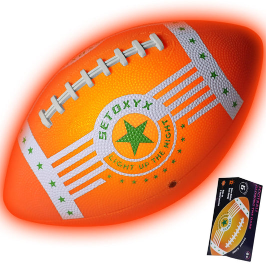 SETOXYX Glow in The Dark Football, Light Up Football for Night Outdoor Sports Games, Official Size 6, Gifts for Boys Teens, Birthday Gift Ideas Toys for Boys Ages 7 8 9 10 11 12 13 14 15