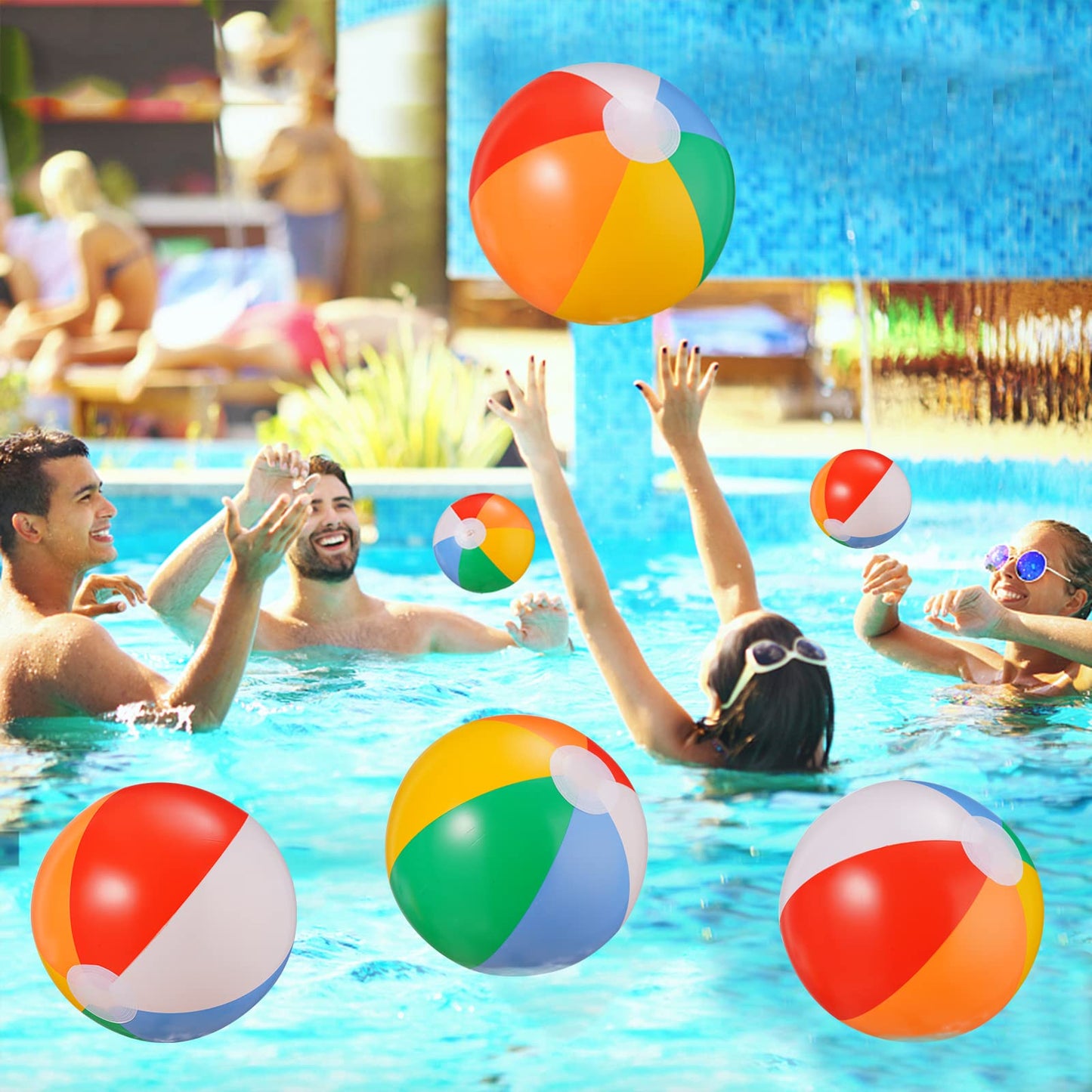 SCIONE Beach Balls Bulk 12 Pack - 9" Inflatable Swimming Pool Toys for Kids Summer Water Games, Hawaiian Tropical Theme Party Decorations Favors Supplies