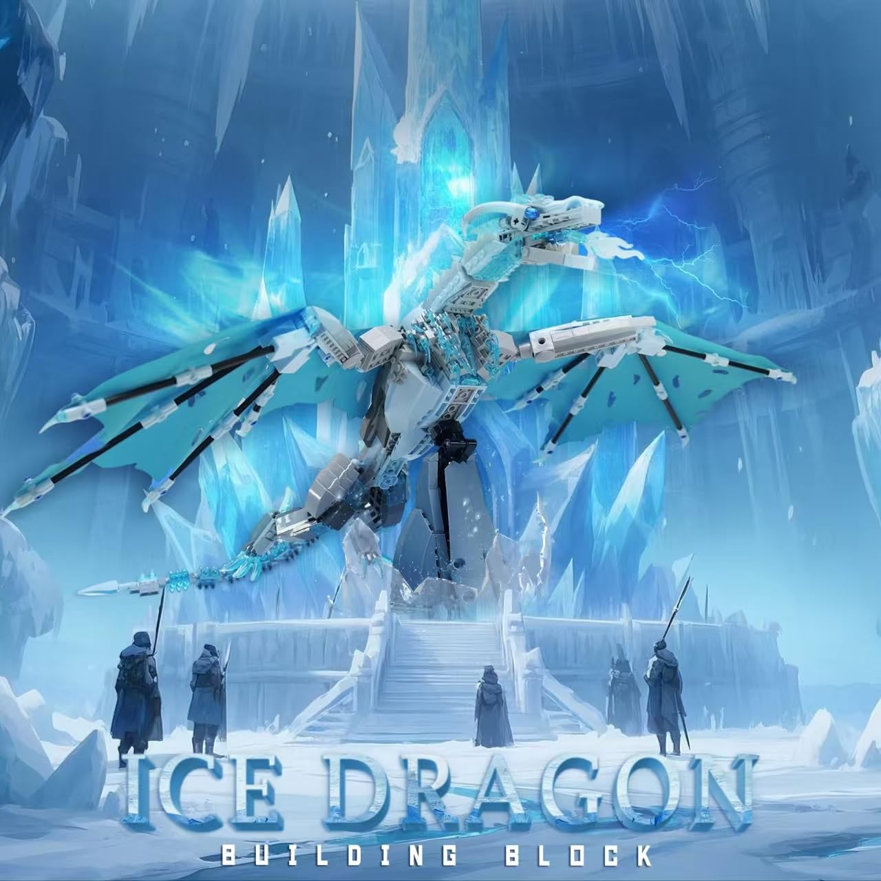 QFJ Ideas Ice Dragon Building Set，Compatible with Mainstream Brands Adults Collectible MOC Dragon Model STEM Toy for GOT Fans Home Decor,Creative Gift for Kids Boys & Girls 8-16 (1019 PCS)