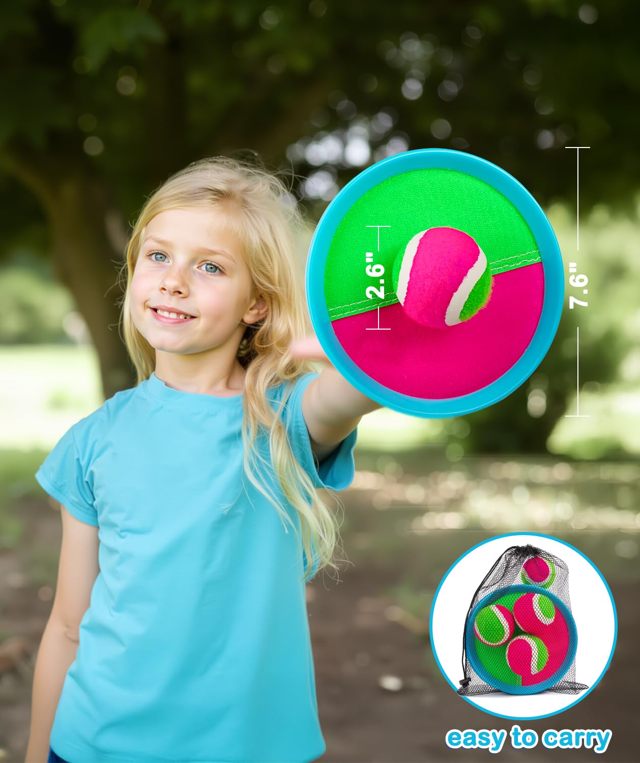 Qrooper Toddler Toys Toss and Catch Ball Set, Toys for 3 4 5 6 7 8 Year Old Boys Girls Birthday Gift, Yard Outdoor Games for Kids Ages 4-8 8-12 Beach Pool