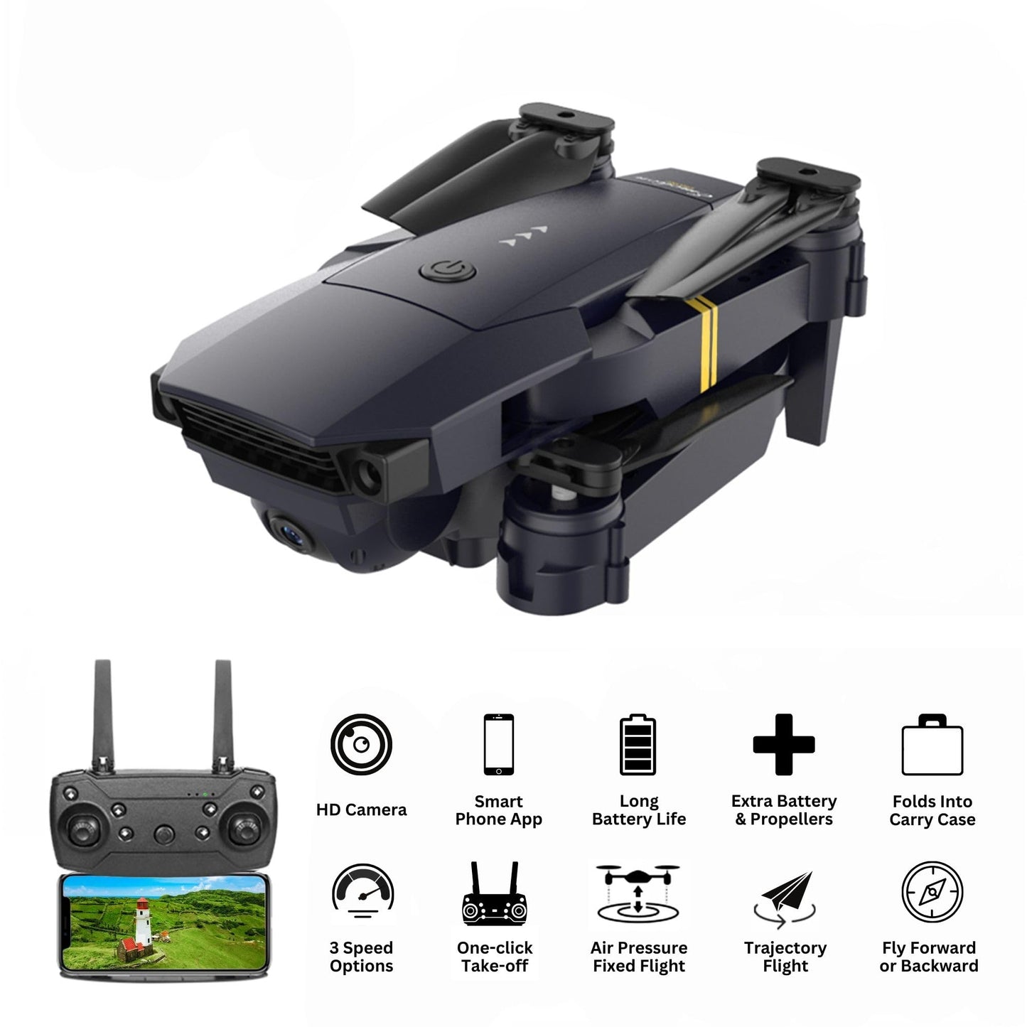 Black Falcon 4k Drone with Camera 2026 Quadcopter Drones for Kids, drone for adults, beginner and pros | HD pictures and videos, foldable, silent, 30 MPH Falcon Drones with Camera for Adults 4k