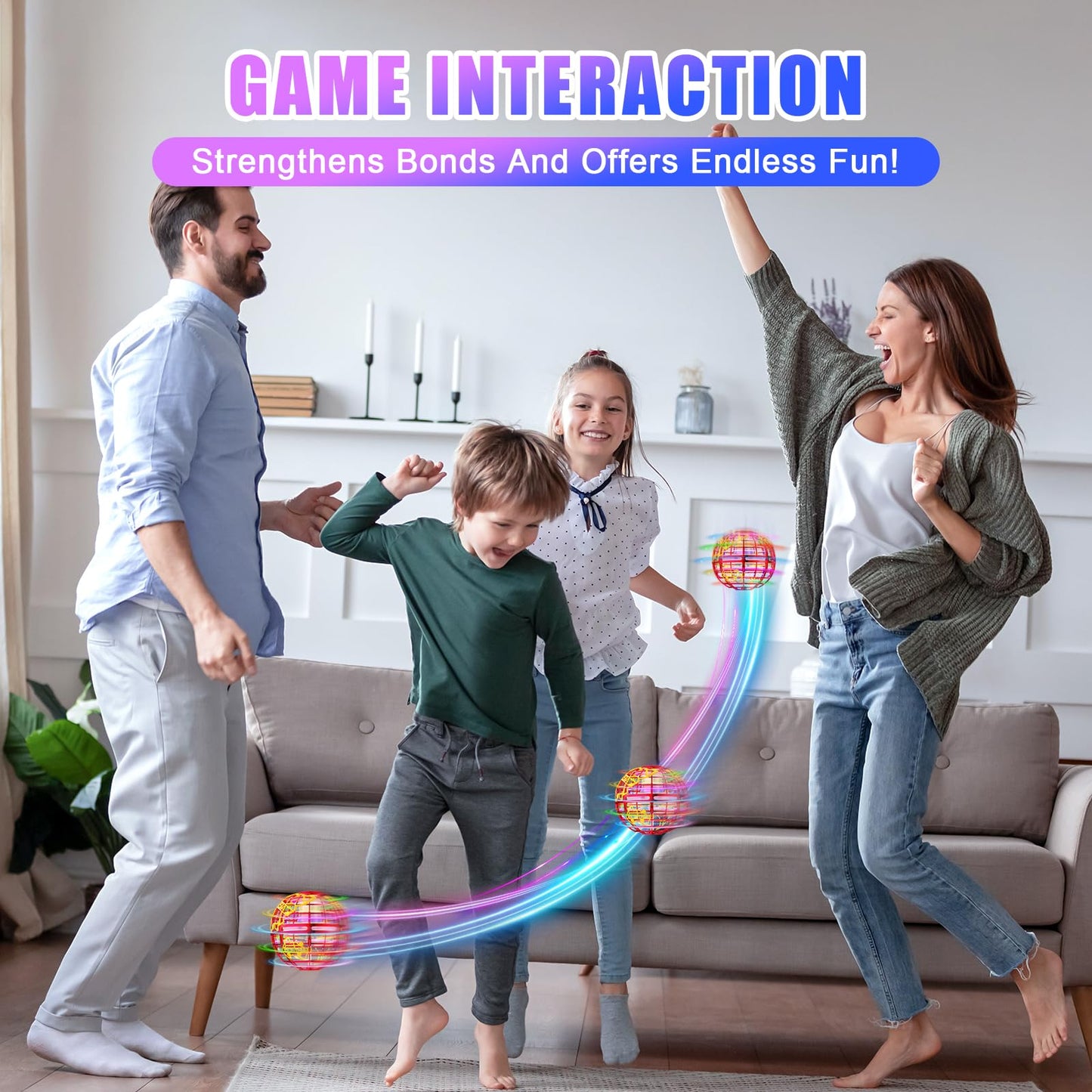 RIEYON Flying orb Ball 2025 Hover Boomerang Ball 6 Lighting Effects Cool Toys Gift for 678910+ Year Kids Teen Adults Indoor Outdoor Flying Ball Toy