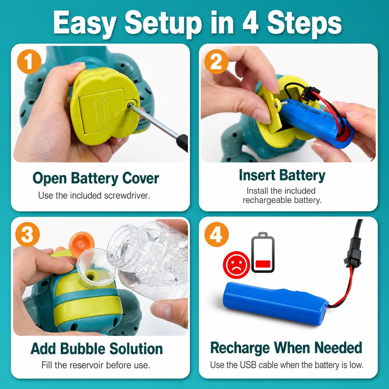 Bubble Gun for Kids 2 Pack, Automatic Bubble Machine, Rechargeable Dual-Outlet Blaster with LED for Yard Beach Party Outdoor Toys for Ages 4-8