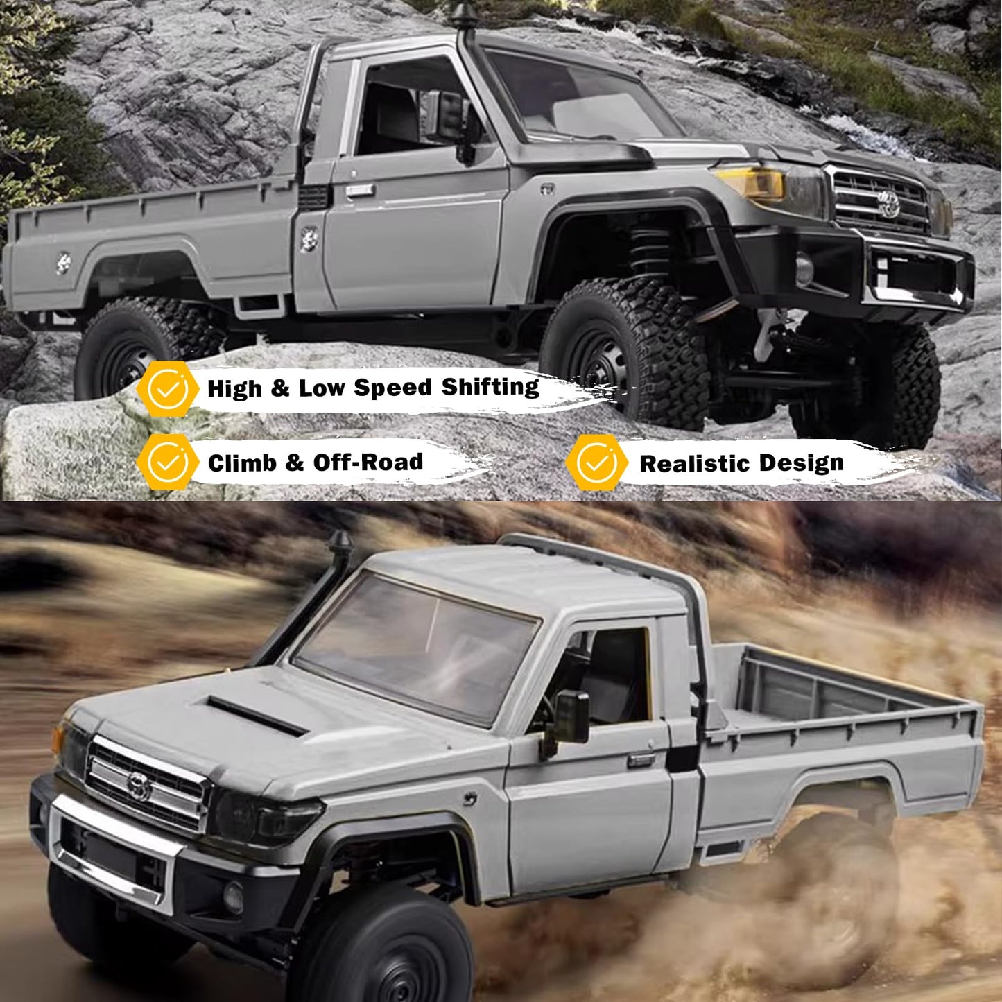 Upgraded MN82 PRO LC79 RC Rock Crawler, 1/12 MNRC RC Crawler 4x4 Toyota LC79 Off Road RC Pickup Truck, 4WD 2.4GHz RC Climing Car RTF with LED Lights for Adults