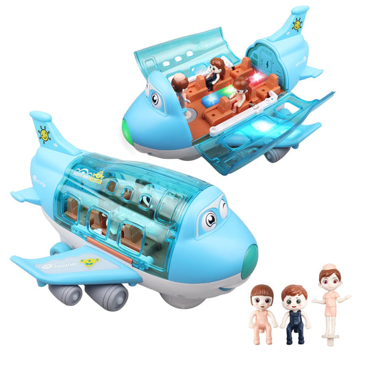 victob Toy Airplane for Kids - Toddler Toys Bump and Go Action Air Plane with LED Flashing Lights & Sounds, Birthday Easter Gifts for Boys Girls Ages 3-8 Year Olds (Blue)