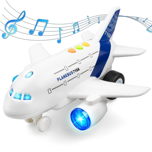 victob Airplane Toys for Toddlers – 1:200 Friction Powered Toy Plane with Flashing Lights and Sounds for Kids Boys & Girls Ages 3 4 5 6 7 8 – Christmas Birthday Party Gift, Pretend Play Vehicles
