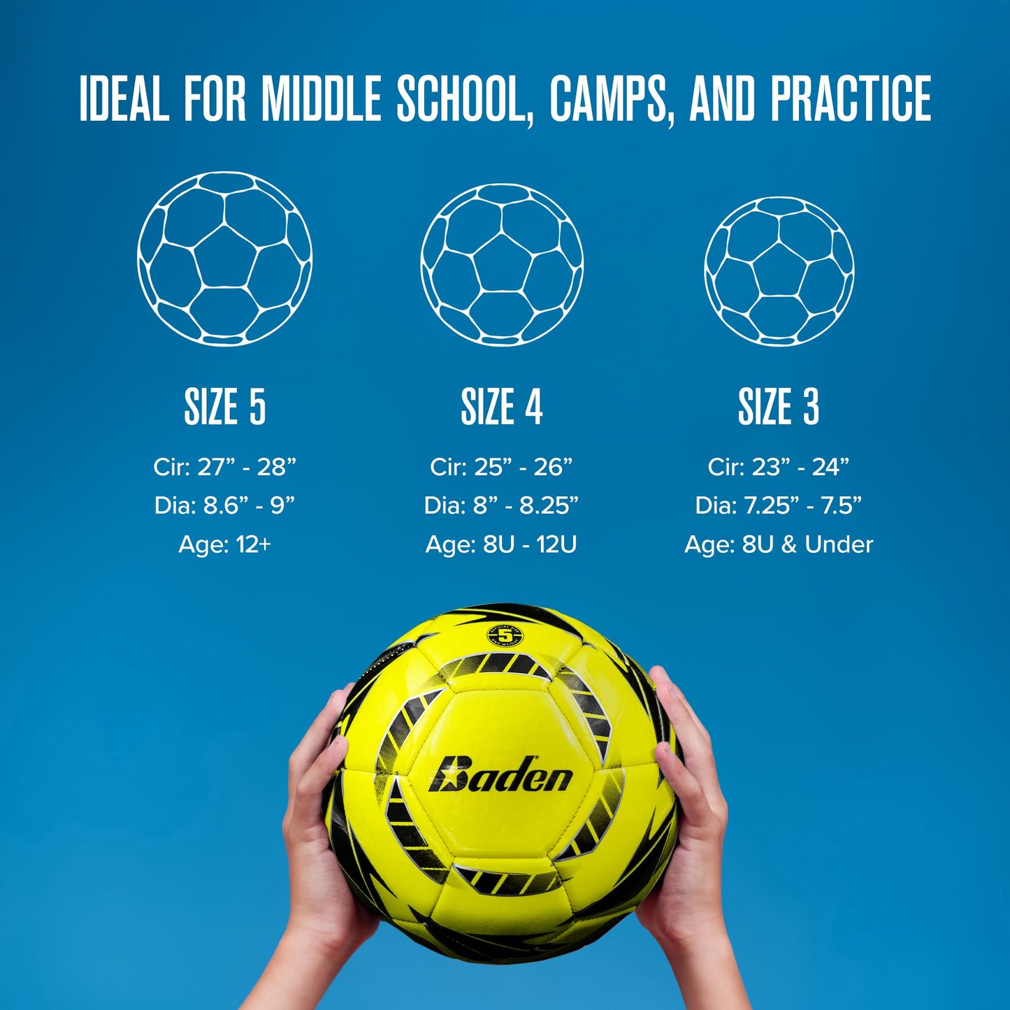 Baden Z-Series Soccer Ball | High-Performance, Durable Design for All-Season Play | Ideal for Training and Competitive Matches | Neon Yellow/White, Size 5
