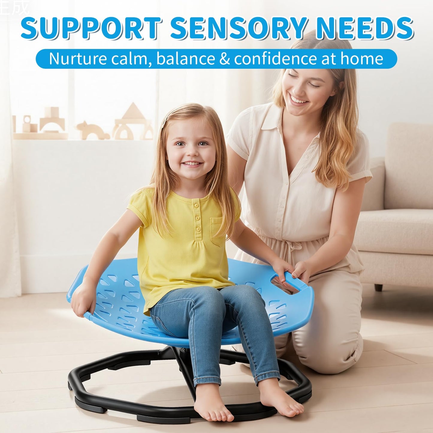 Pandapop Spinning Chair for Autistic Kids, Upgrade Handle Sensory Chair, Autism Sensory Products, 360°Silent Anti-Slip ADHD Chair, Sensory Toys for Autistic Kids Ages 3-5