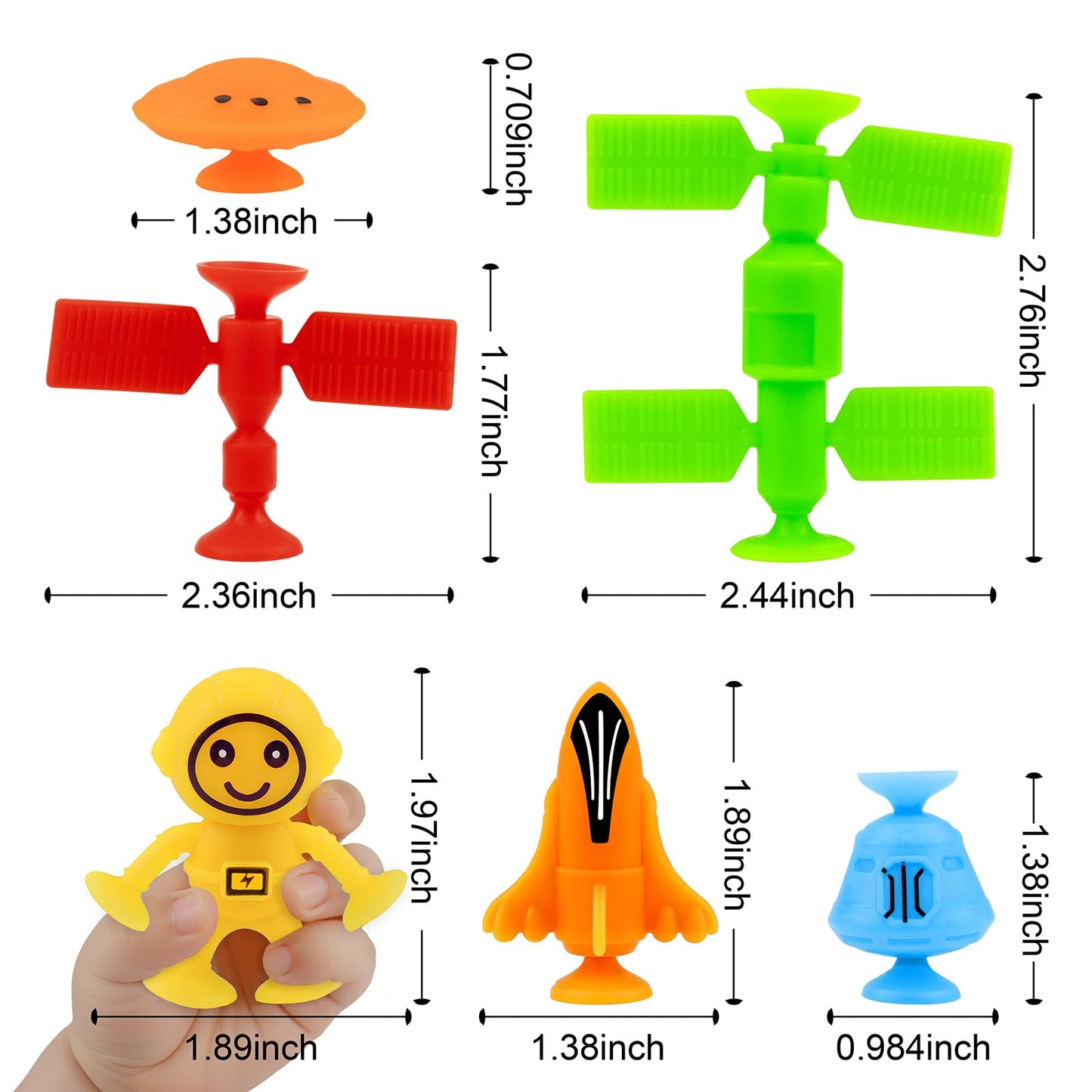 ChuburD Suction Bath Toys, Bathtub Toys, Sensory Toy, Interesting Space Set with Alien and Space Station, for 3 and up