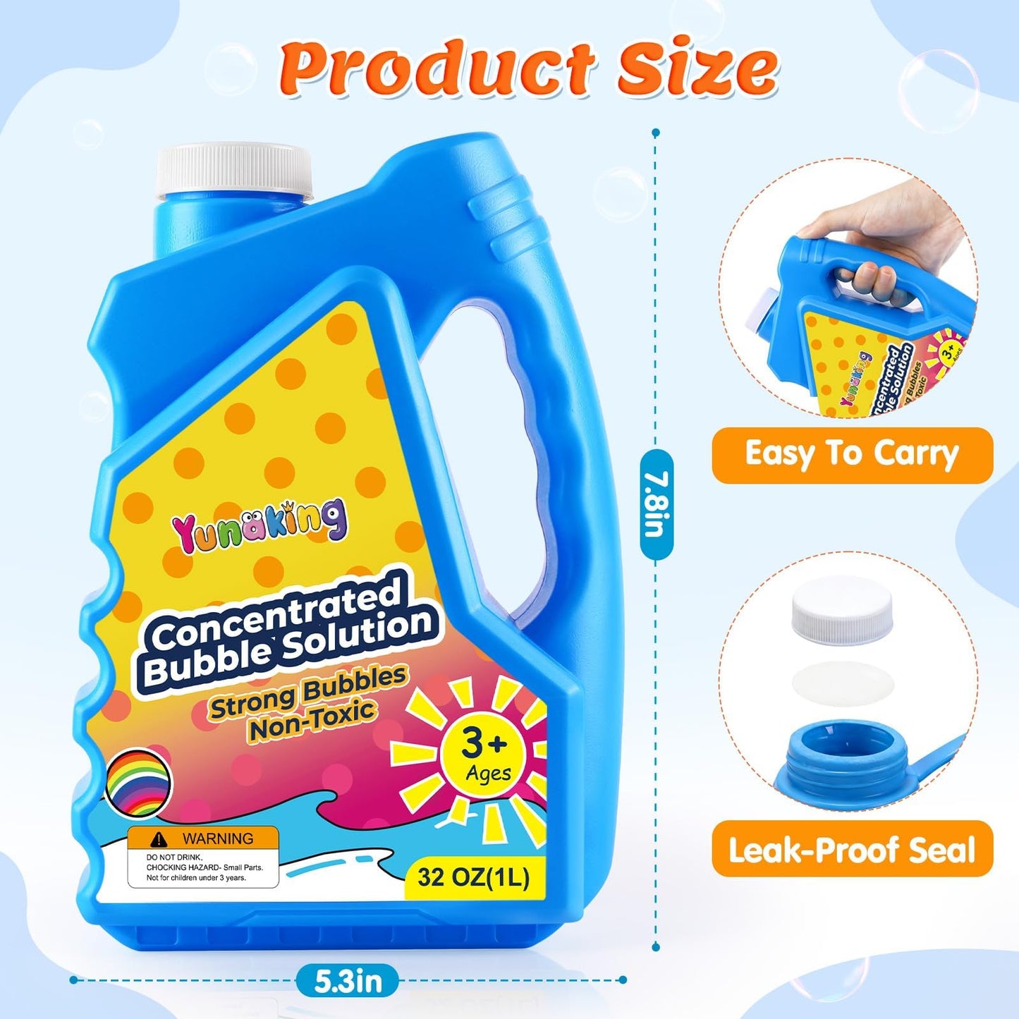 Yunaking Bubbles Solution Concentrated 64oz (Makes 5 Gallons), Non-Toxic Bubbles Refills for Bubble Machine, Gun, Wand, Mower, Giant Bubble Toys for Kids Parties Outdoor Easter Wedding(Red+Blue)