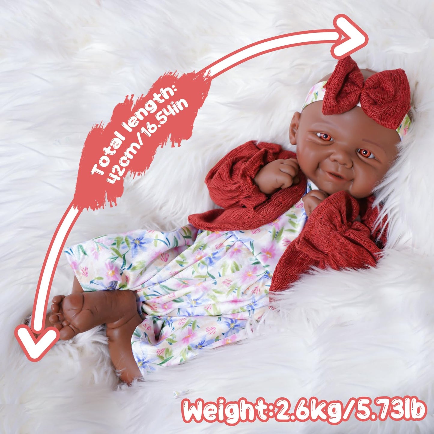 SILINAISIA Lifelike Reborn Baby Dolls Smiling Girl 17in Weighted Silicone Full Body Flexible Limbs Realistic Real Life Baby Dolls Open Eyes Newborn Babies
