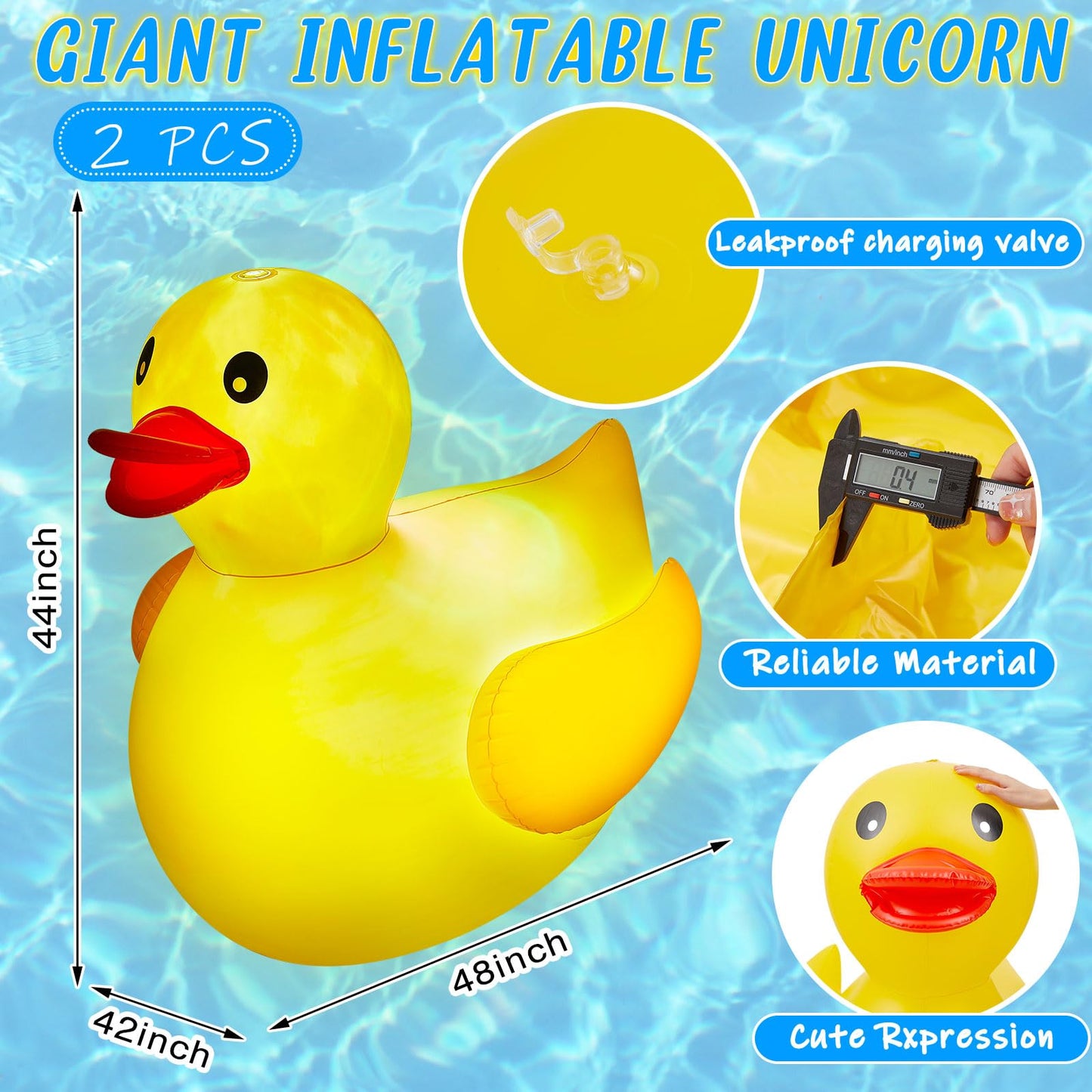 Hungdao 4 Feet Giant Inflatable Duck Pool Float with LED Lights, Light up Blow up Duck Pool Floatie for Adults Teens, Glow in The Dark Summer Holiday Party Decoration Outdoor Yard Lawn(1 Pack)