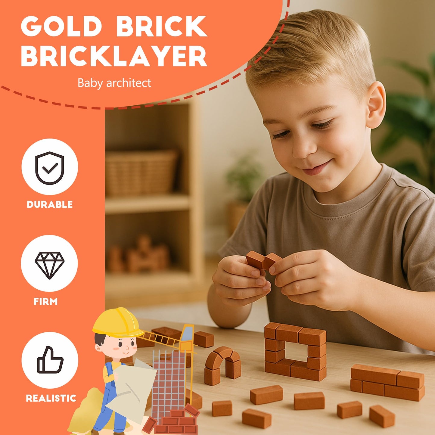 ROHSCE Brick and Mortar Construction Set, DIY House Building Kit for Kids, Realistic Mini Bricks STEM Building Toy, Creative Engineering Toy for Boys and Girls