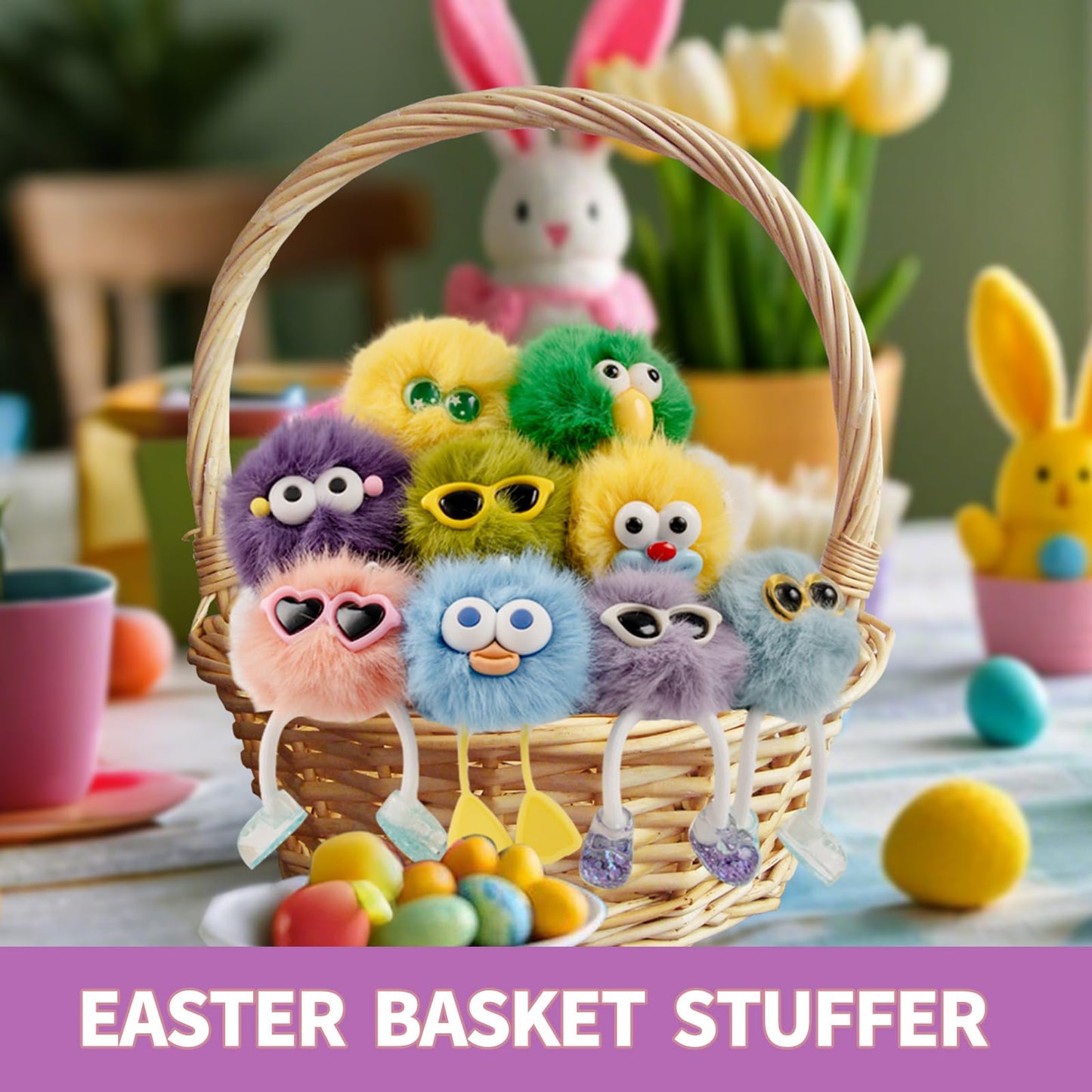 24PCs Cute Keychains for Kids - Plush Keychain Bulk Party Favors for Kids 8-12 Birthday Goodie Bags Stuffers Key Chains Bulk Classroom Prizes Elementary Pinata Fillers Backpack Charms Treasure Box