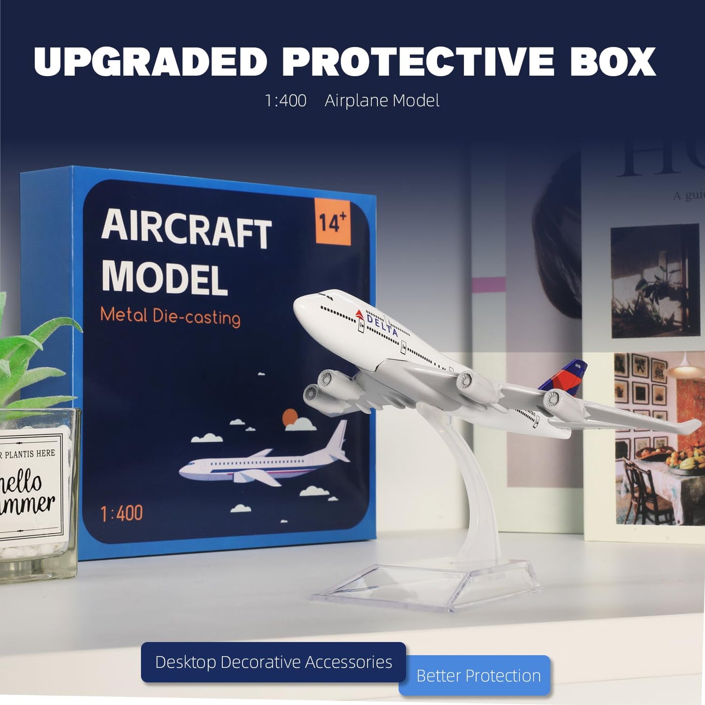 QIYUMOKE 1/400 Plane 747 Model Diecast Metal Airplane Model kit (6 inches) for Boeing 747 Airlines Plane with Stand for Aviation Gift, Desktop Display Decorations