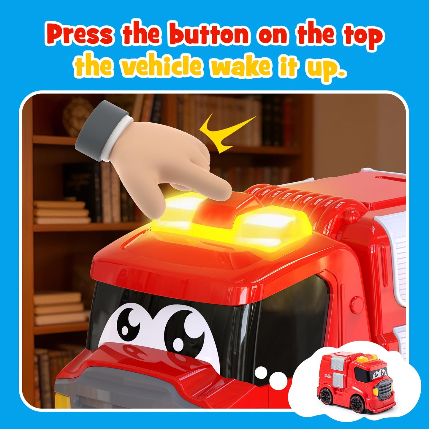 AEROQUEST Remote Control Car for Toddlers 1-3 Fire Truck Toy for Ages 2-4 Lights & Sounds Emergency Cars Preschoolers Fire Engine for Boys & Girls