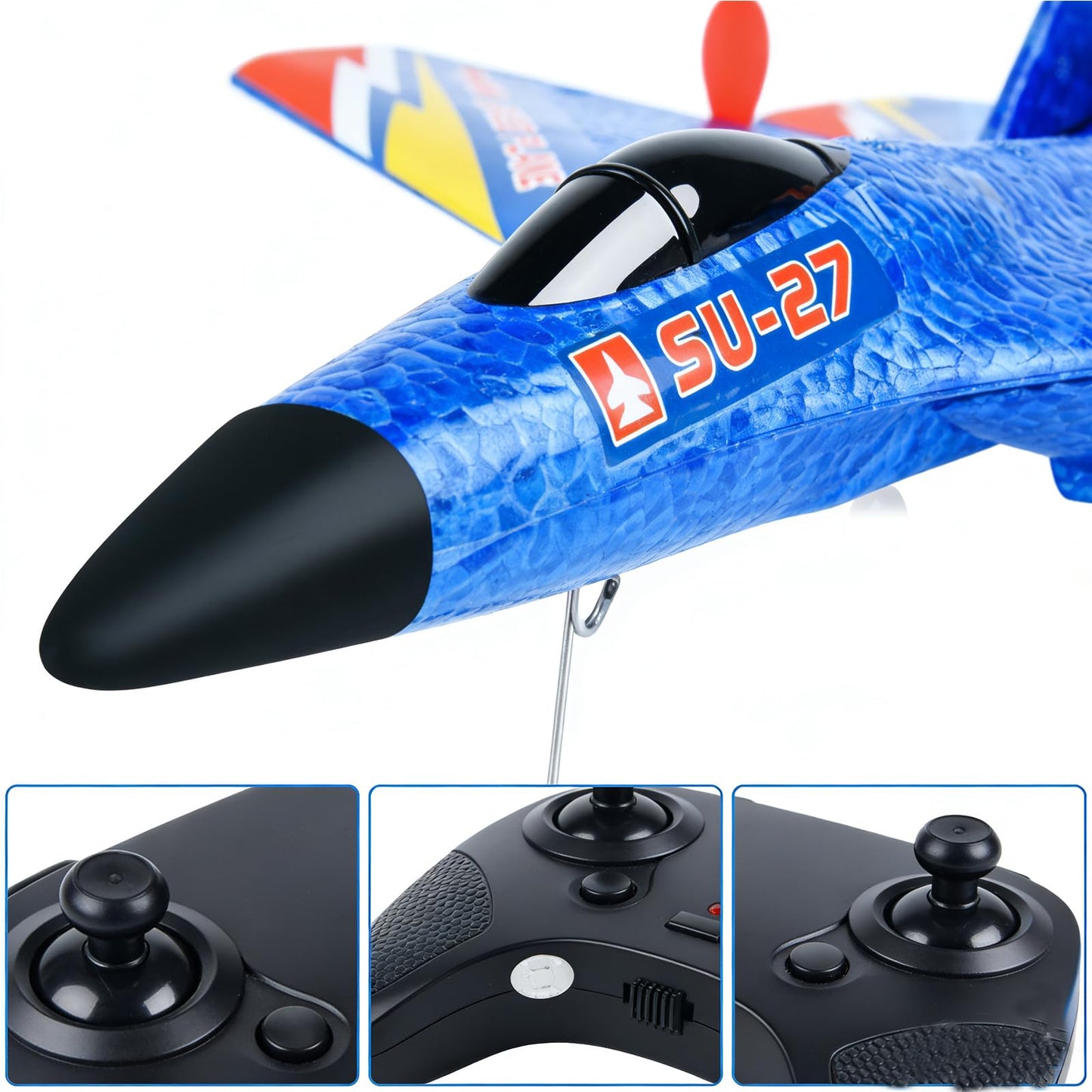 RC Fighter Jet, SU-27 RC Fighter Jet，Remote Control Airplane for Adults & Beginners, Durable Lightweight Foam RC Plane with Stable Flight for Outdoor Hobby Flying