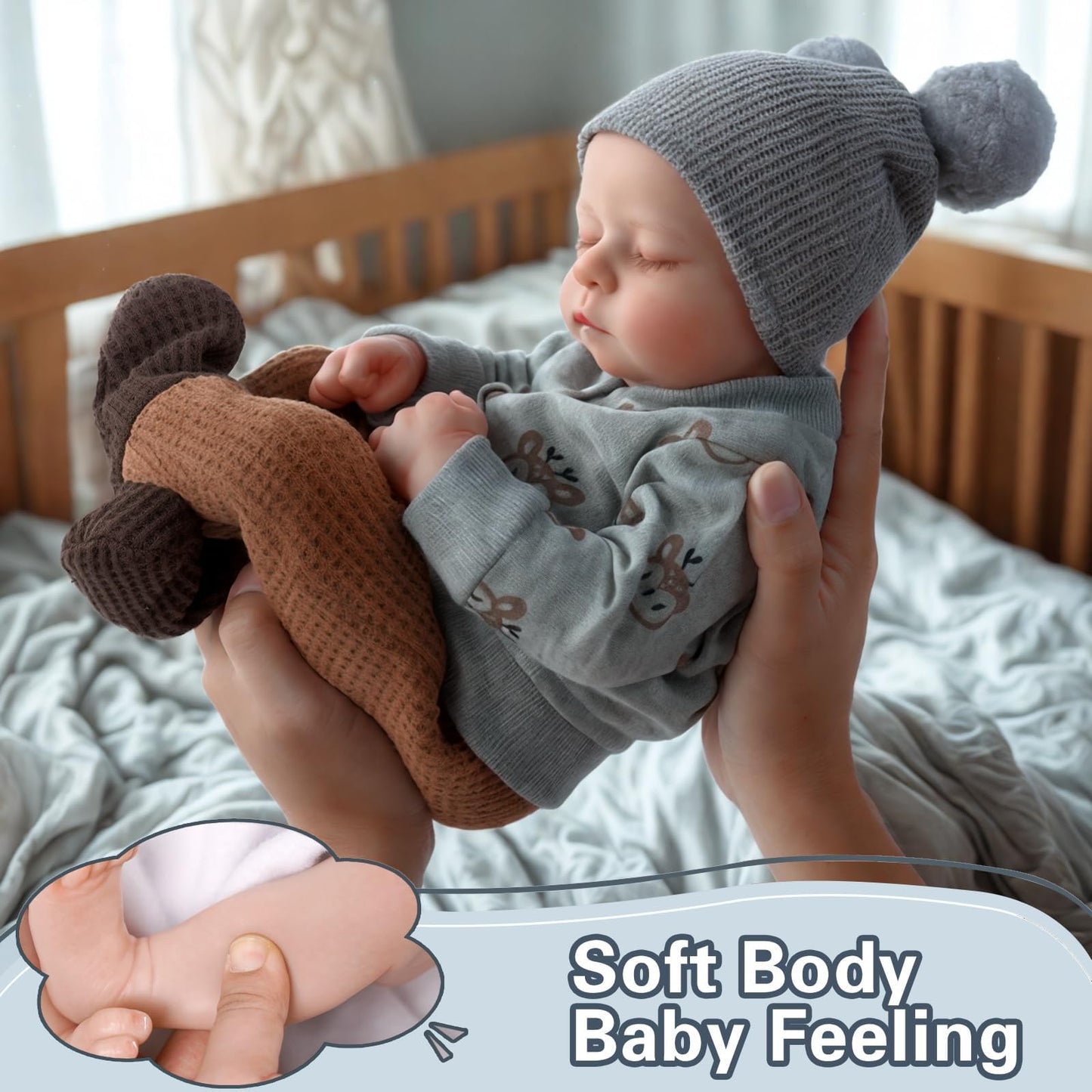 BABESIDE Realistic Reborn Baby Dolls Boy - Aiden(20 Inch) + Noah (17 Inch) Handmade Realistic Baby Doll Soft Body Realistic-Newborn Baby Doll with Toy & Gift Box for Kids Age 3 +