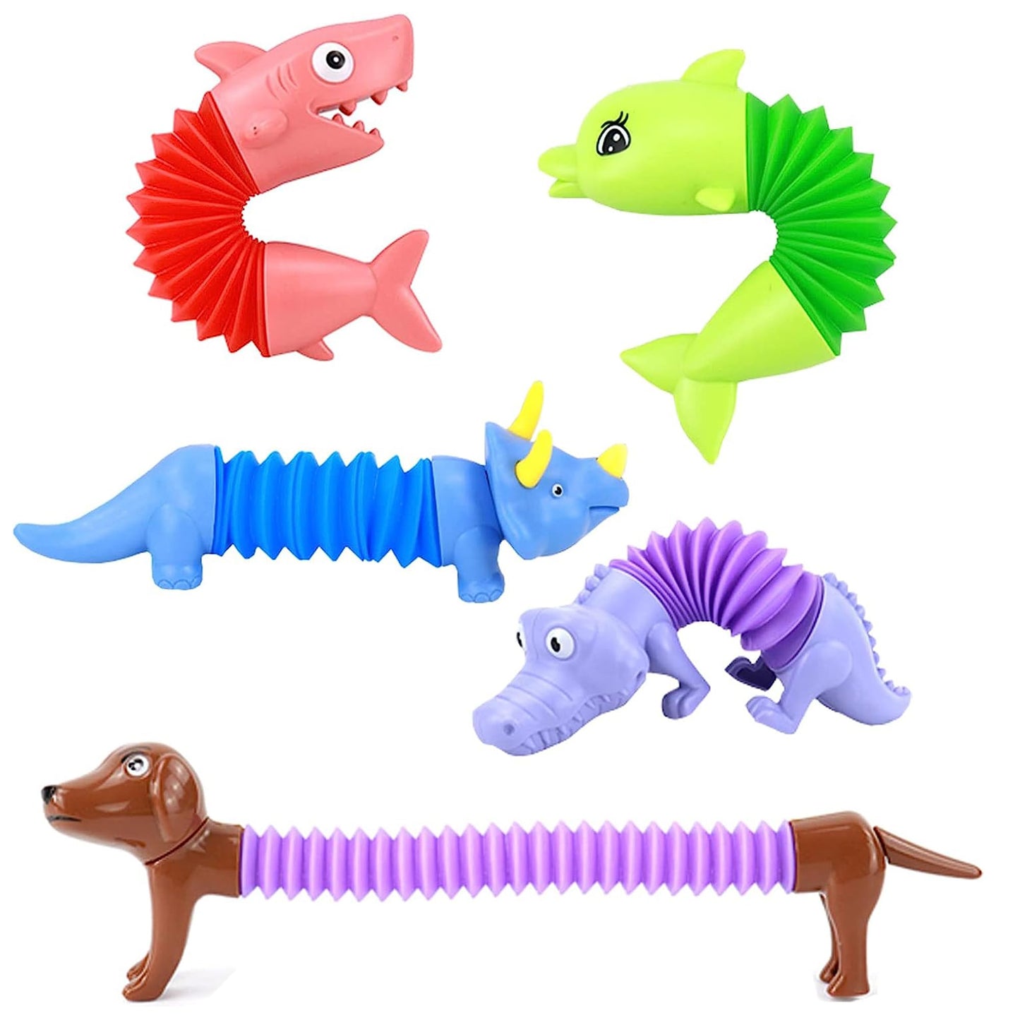 Kryfa Telescopic Pop Tube Giraffe Toys, Road Trip Activities for Kids, Airplane Toys for Toddlers 3-5, Toddler Car Activities (18 PCS)