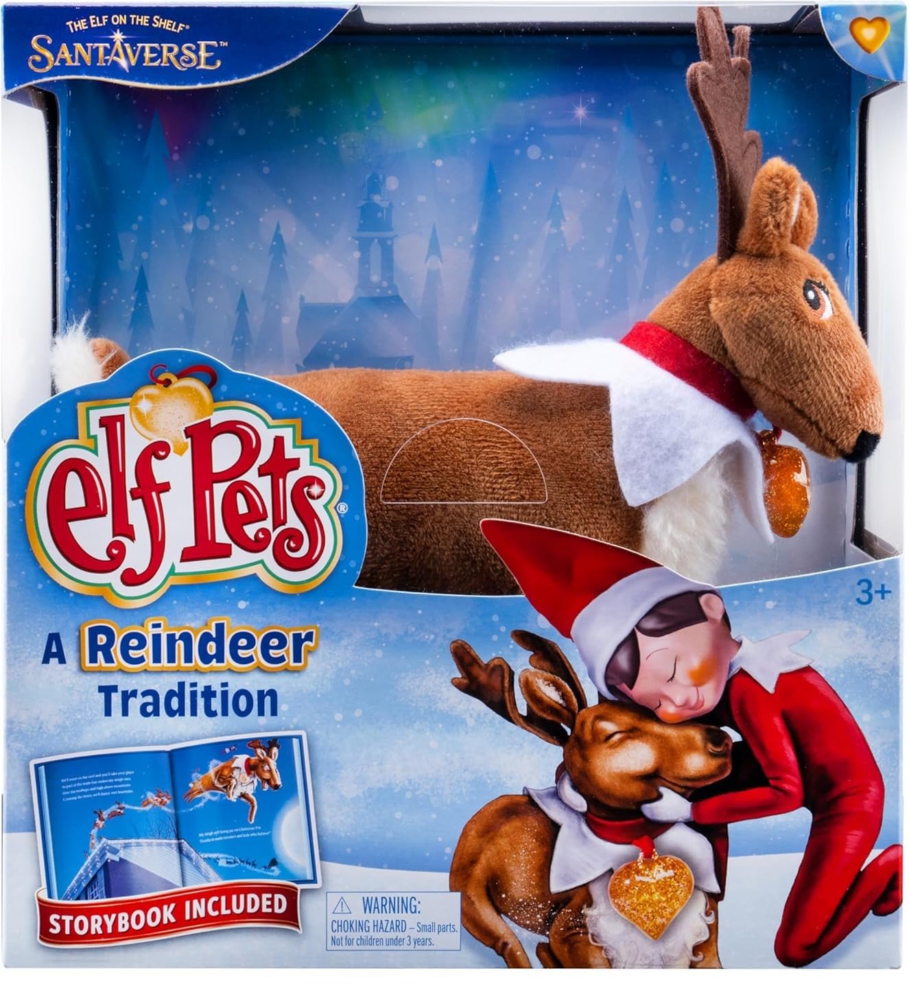 The Elf on the Shelf Elf Pets Reindeer Plush, Reindeer Tradition Story Book, and Cheer Checkup Vet Accessory Set (Multi-Item Bundle)