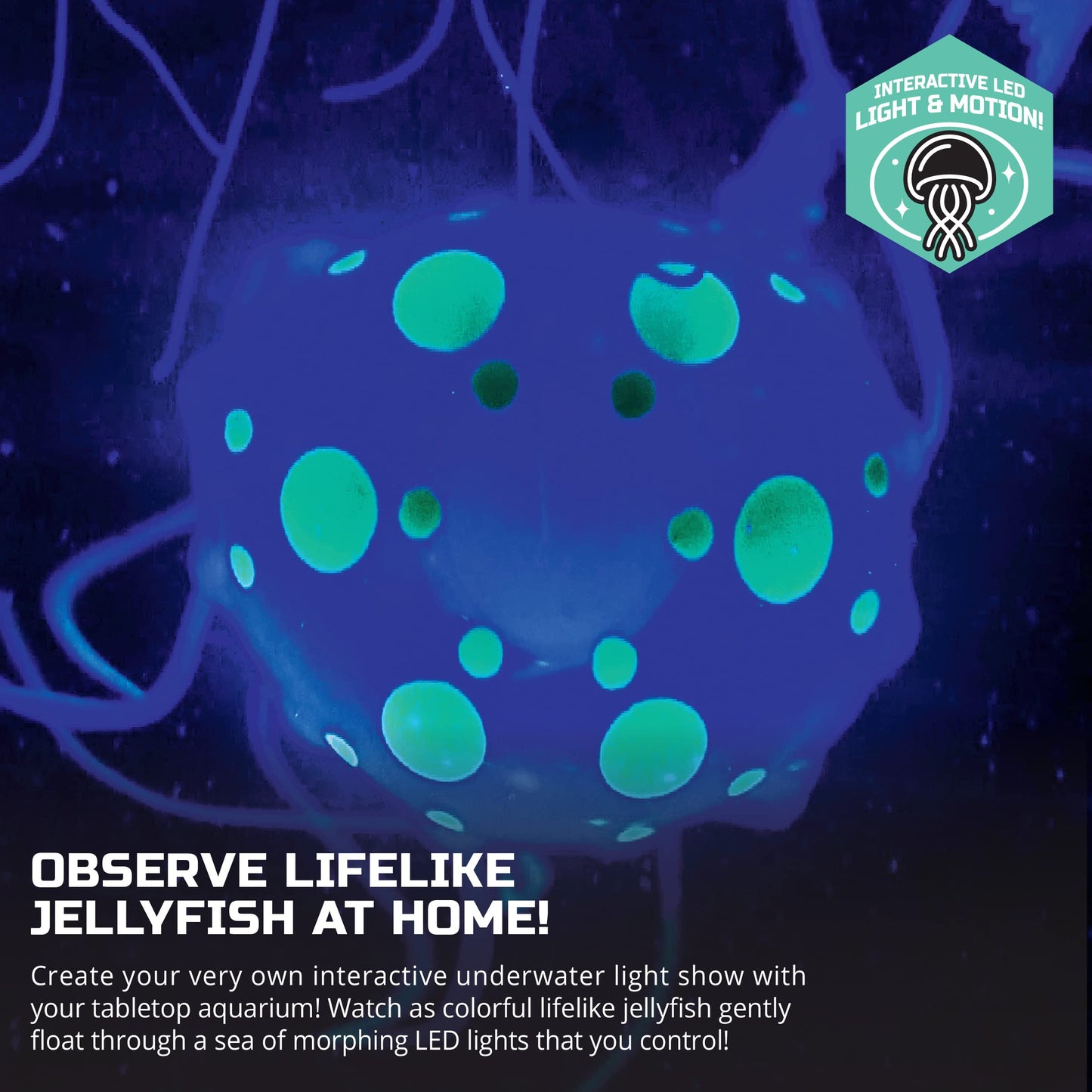 Discovery™ Jellyfish Aquarium Lamp – Color‑Morphing LED Bedroom Night Light with Remote| 15 Light Options| Lifelike Floating Jellyfish| Educational Learning Gift| Ages 8+