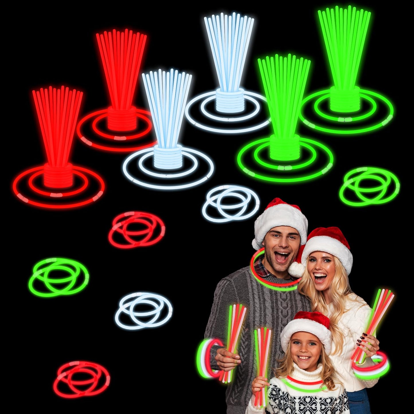 Light up Accessories Necklace & Bracelets for Kids 150 PCS, Bulk Red Green White Glow Sticks Party Favors for Toddlers, Holiday Toys Gifts Class Carnival Activities Supplies Trinkets for Students