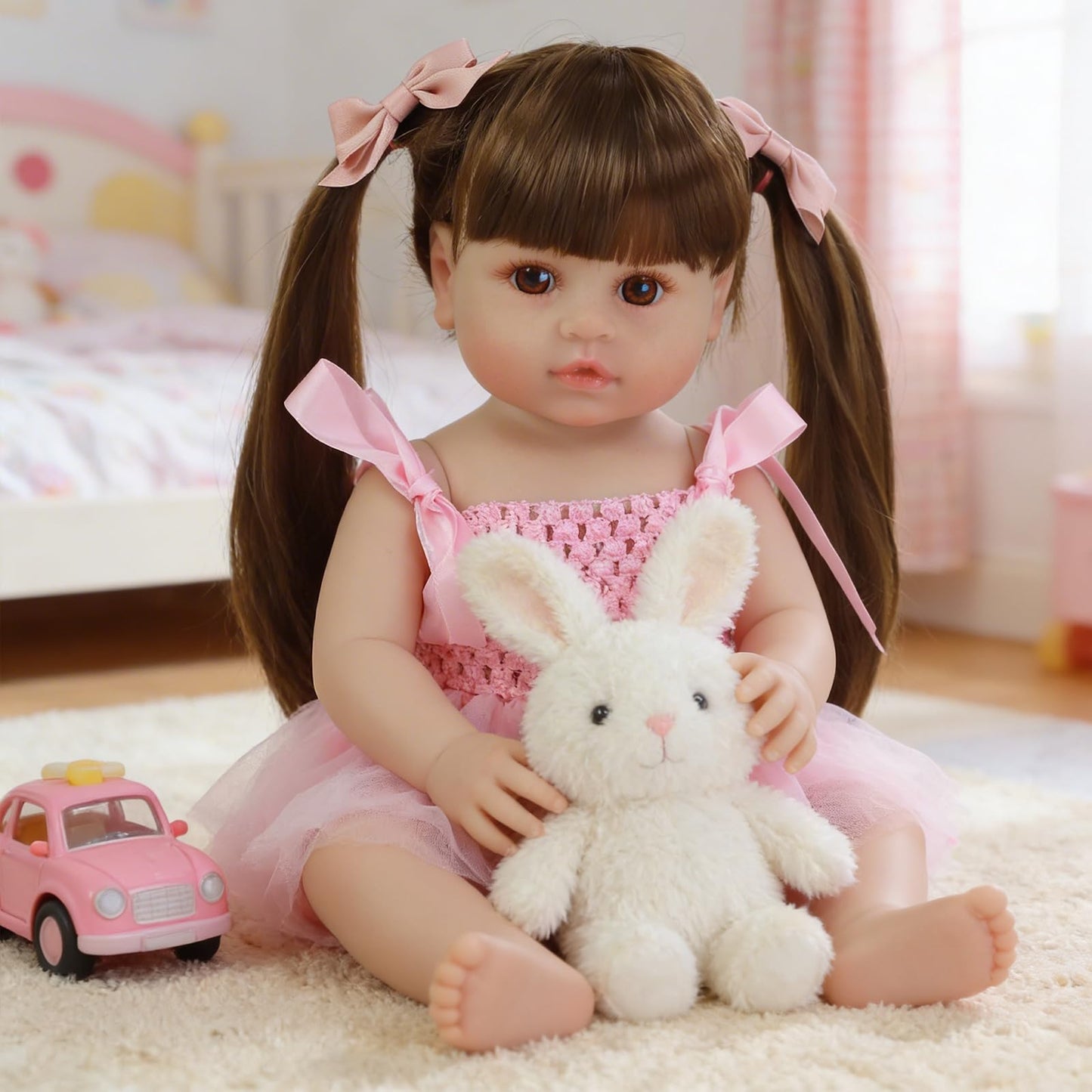 SCOM Lifelike Reborn Dolls Girl -20 Inch Realistic Baby Doll Newborn Baby Dolls，Lifelike Baby Doll Silicone Toddler Clothes Gift Set for Age 3+