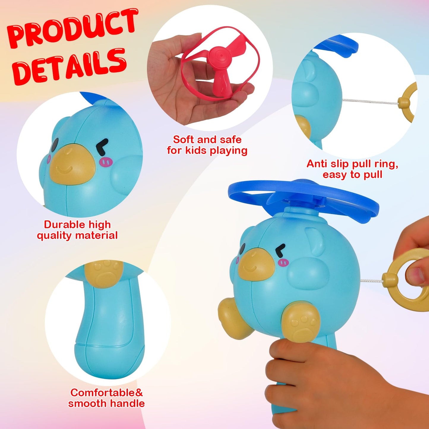 Qiuyanbo Outdoor Flying Disc Launcher Toys Set Pull-String Launchers Flying Toys for Summer Fun